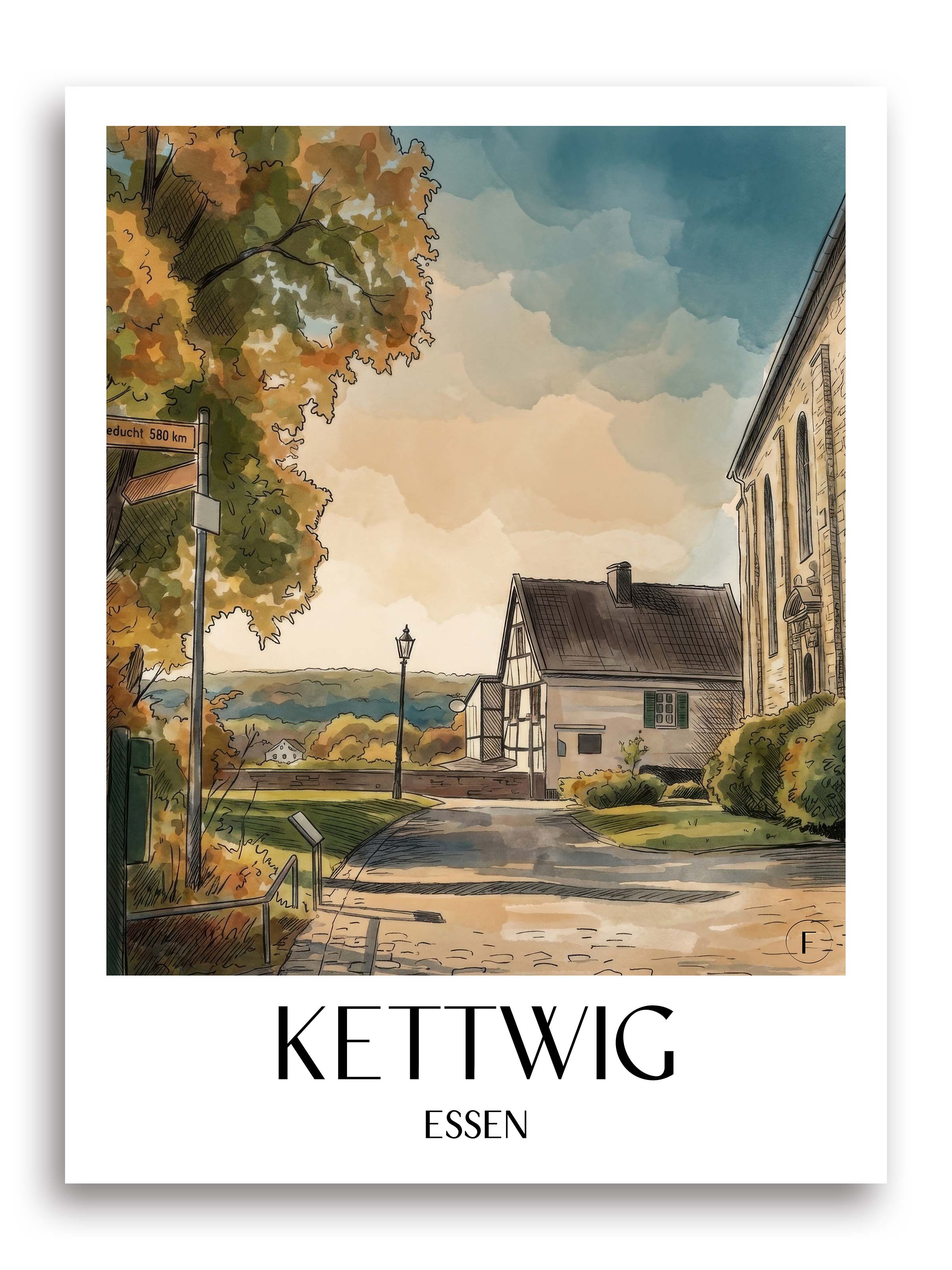 kettwig-essen-deutschland-poster-aquarell