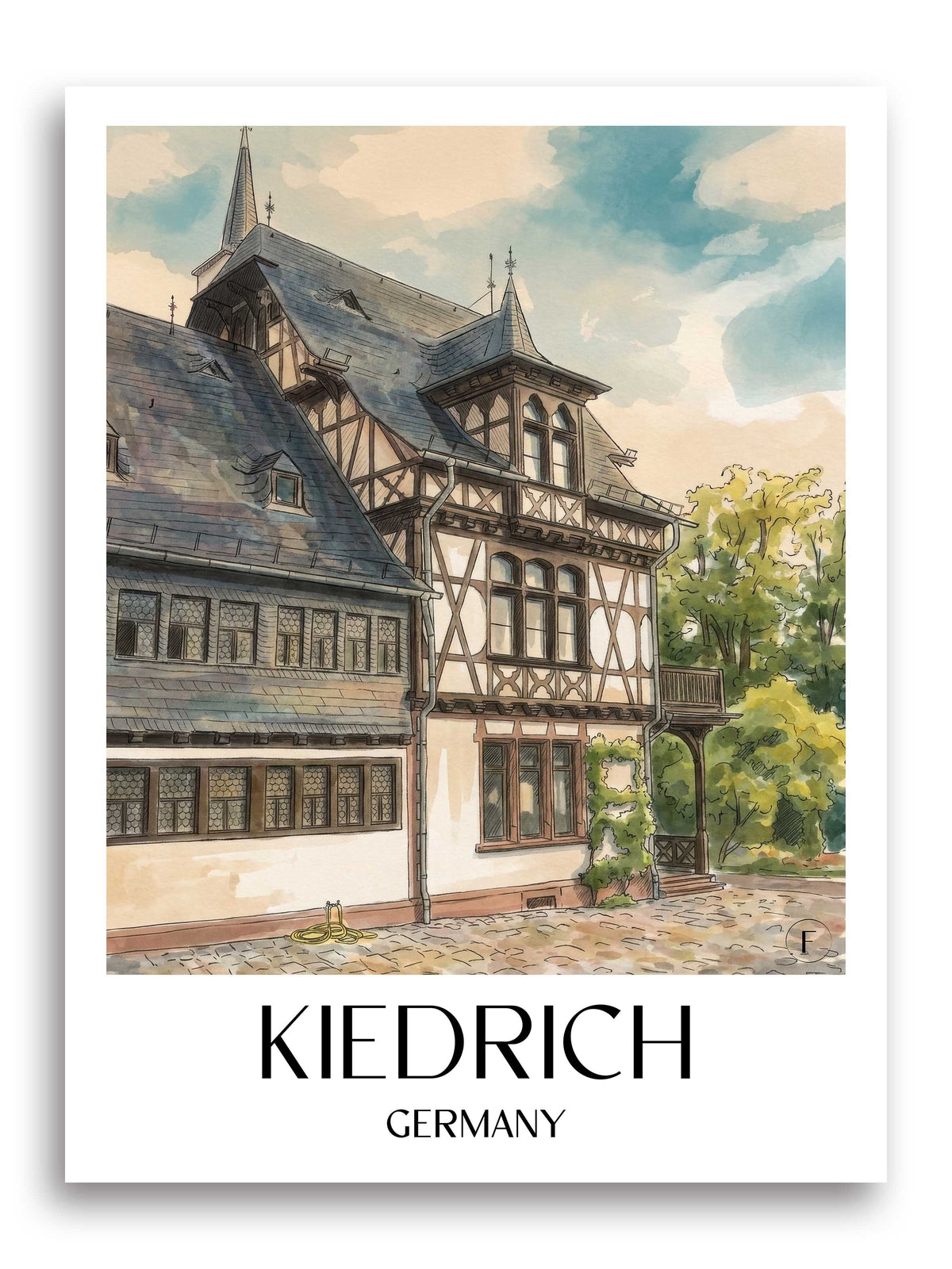 Kiedrich Poster - Rheingau - Deutschland Kunstdruck - Aquarell von A4 bis A1 - favplace