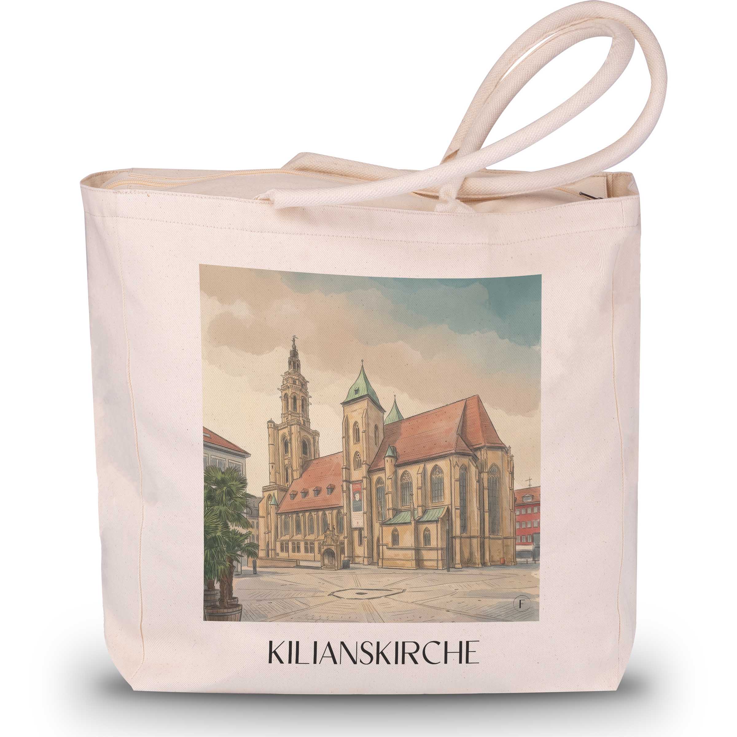 kilianskirche-heilbronn-deutschland-einkaufstasche-aquarell