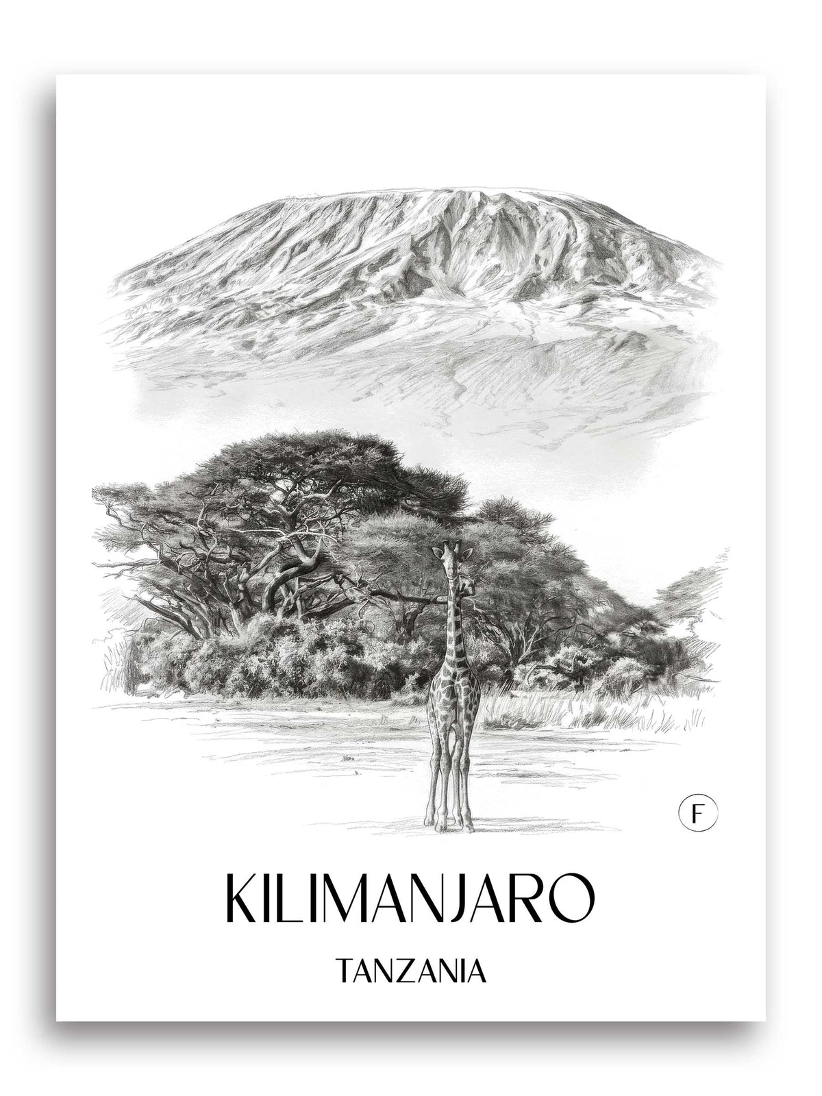 Kilimandscharo Poster - - Tansania Kunstdruck - Zeichnung von A4 bis A1 - favplace