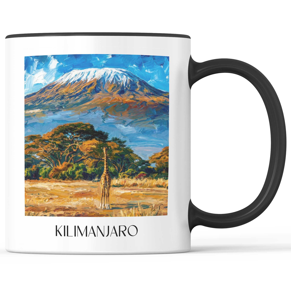 Kilimandscharo - Tansania Becher - Kaffeetasse im Ölgemälde Stil - favplace