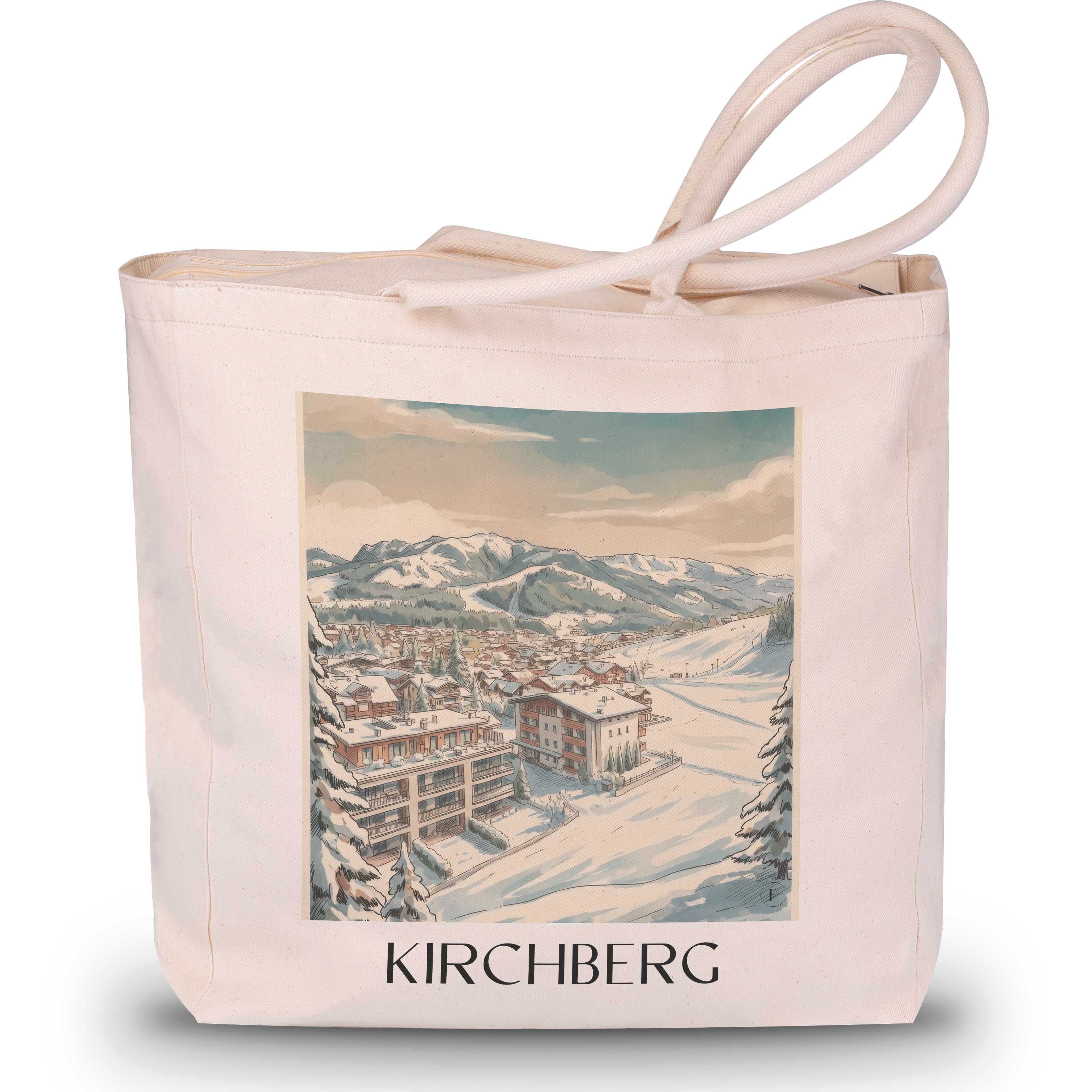 Kirchberg Shopping Tasche - Tirol - Österreich und Österreich Tote Bag - Einkaufstasche im Aquarell Stil - favplace