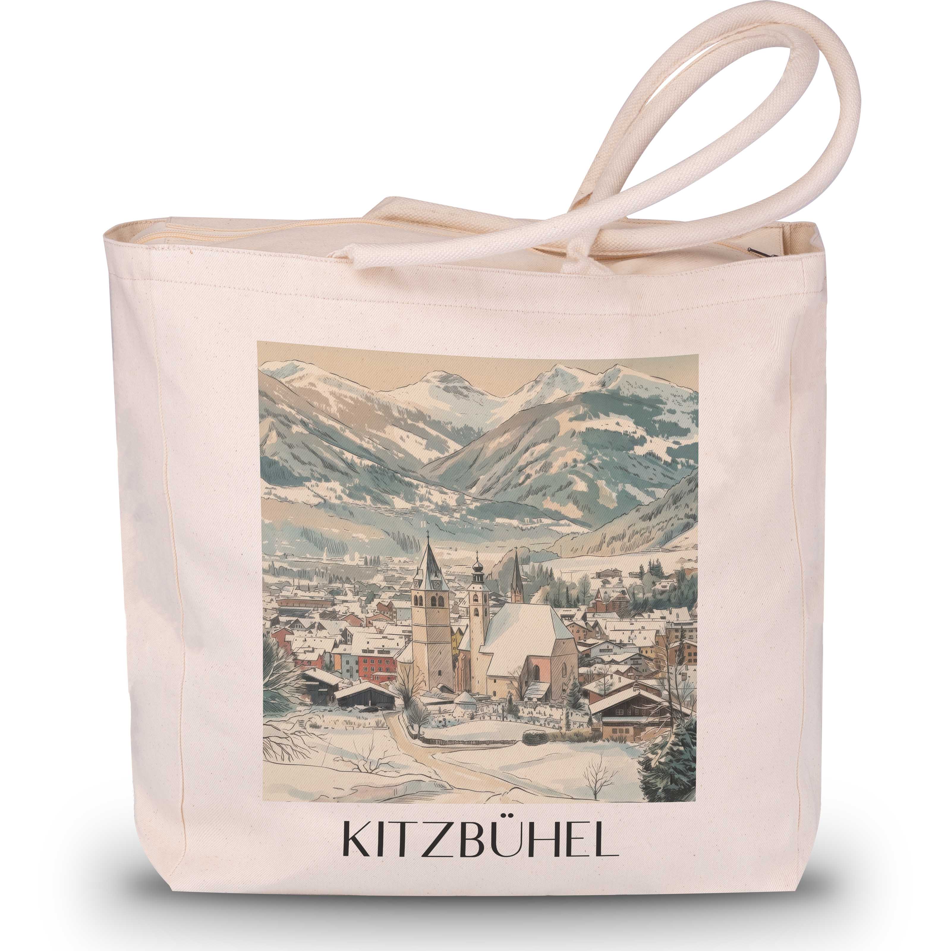 Kitzbühel Shopping Tasche - Österreich - Österreich Tote Bag - Einkaufstasche im Aquarell Stil - favplace