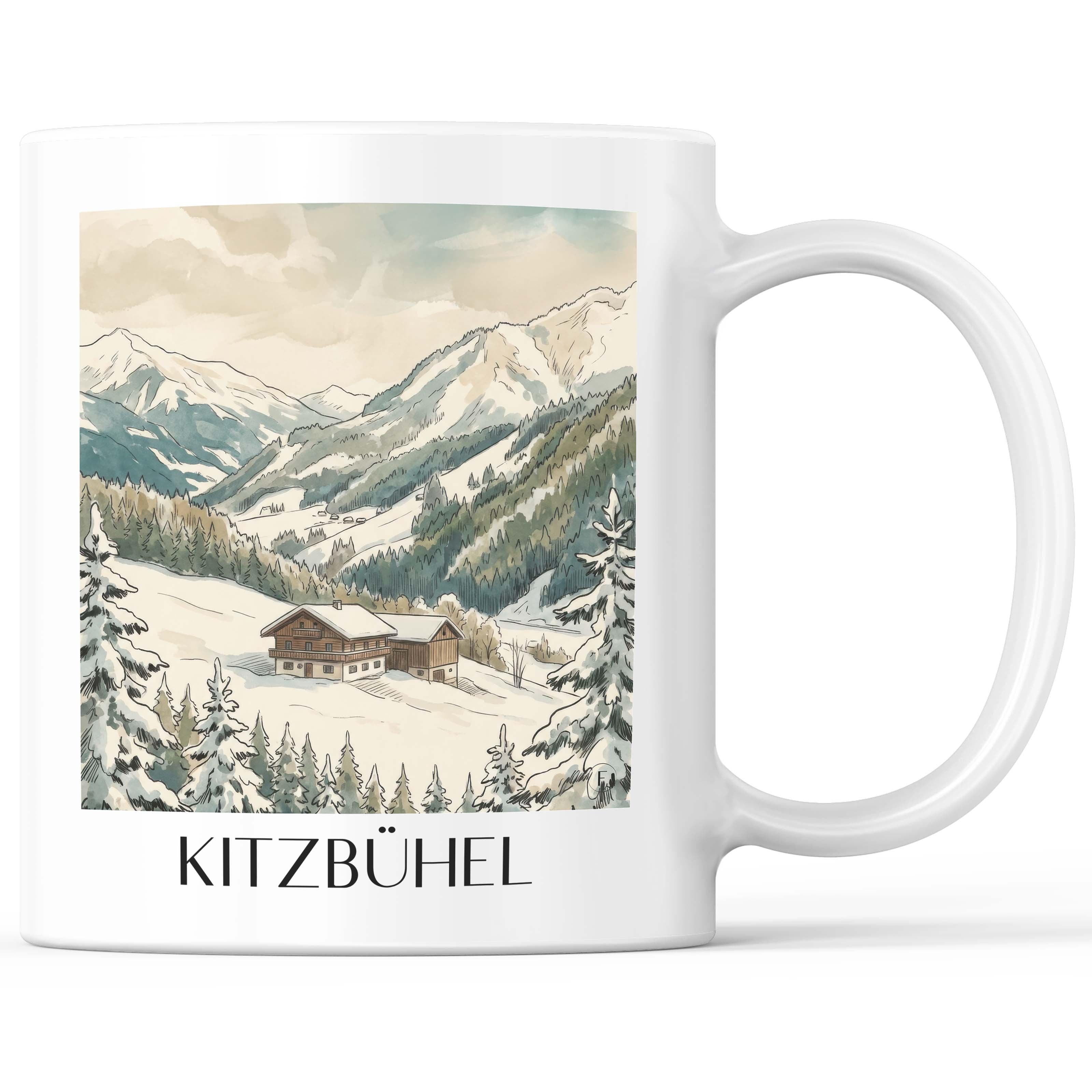Kitzbühel - Österreich Becher - Kaffeetasse im Aquarell Stil - favplace