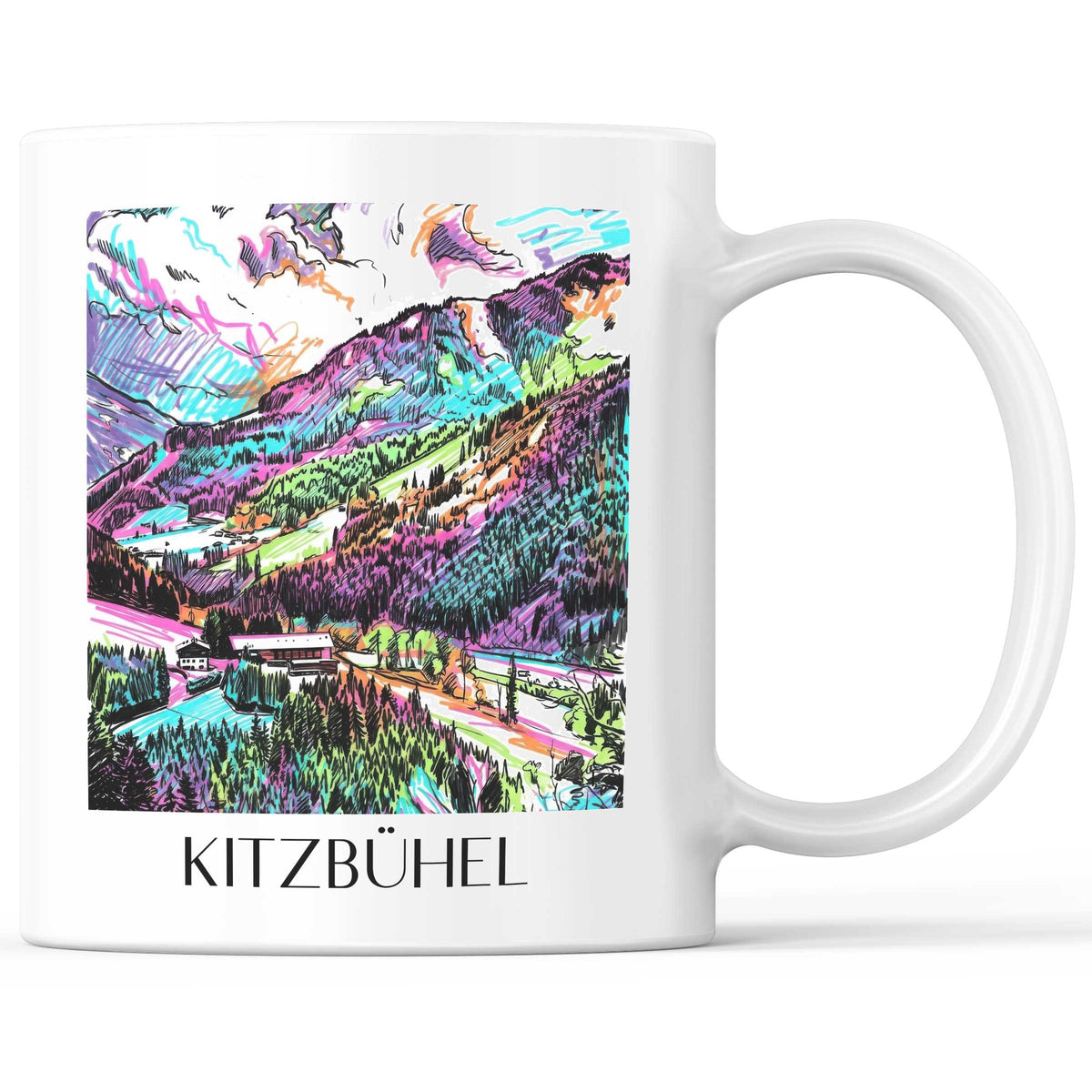 Kitzbühel - Österreich Becher - Kaffeetasse im Tag Graffiti Stil - favplace