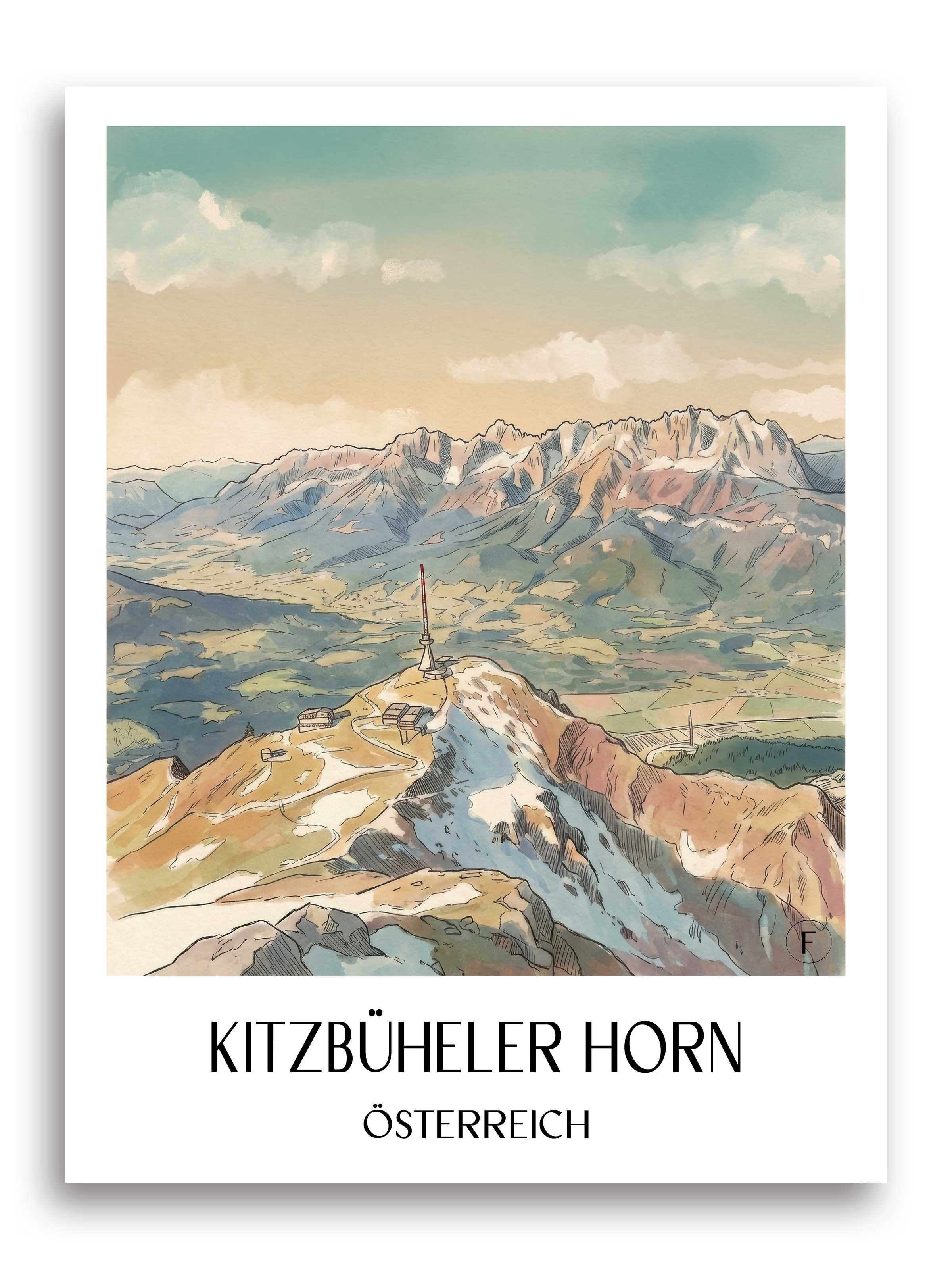 kitzbüheler-horn-österreich-österreich-poster-aquarell