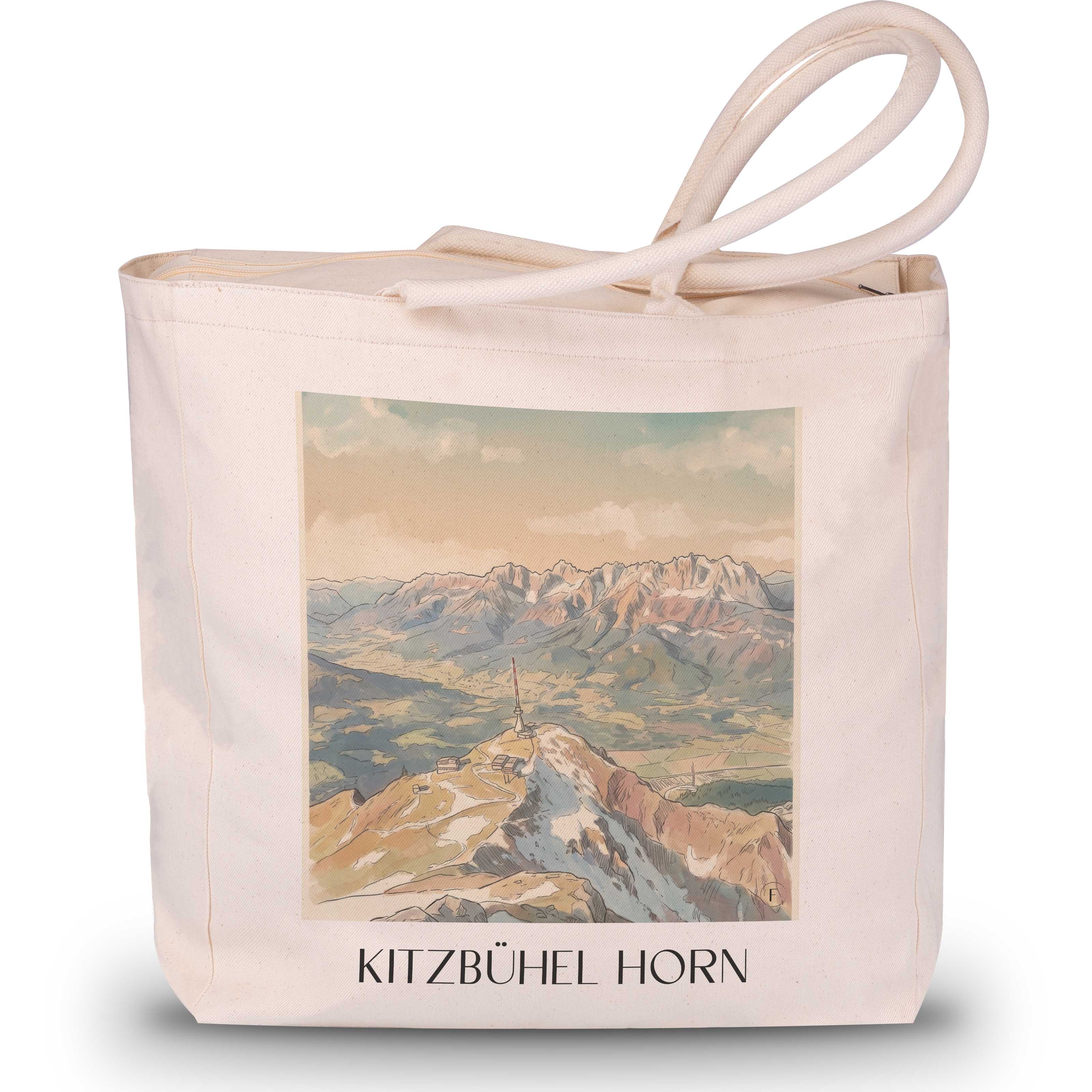 Kitzbüheler Horn Shopping Tasche - Österreich - Österreich Tote Bag - Einkaufstasche im Aquarell Stil - favplace