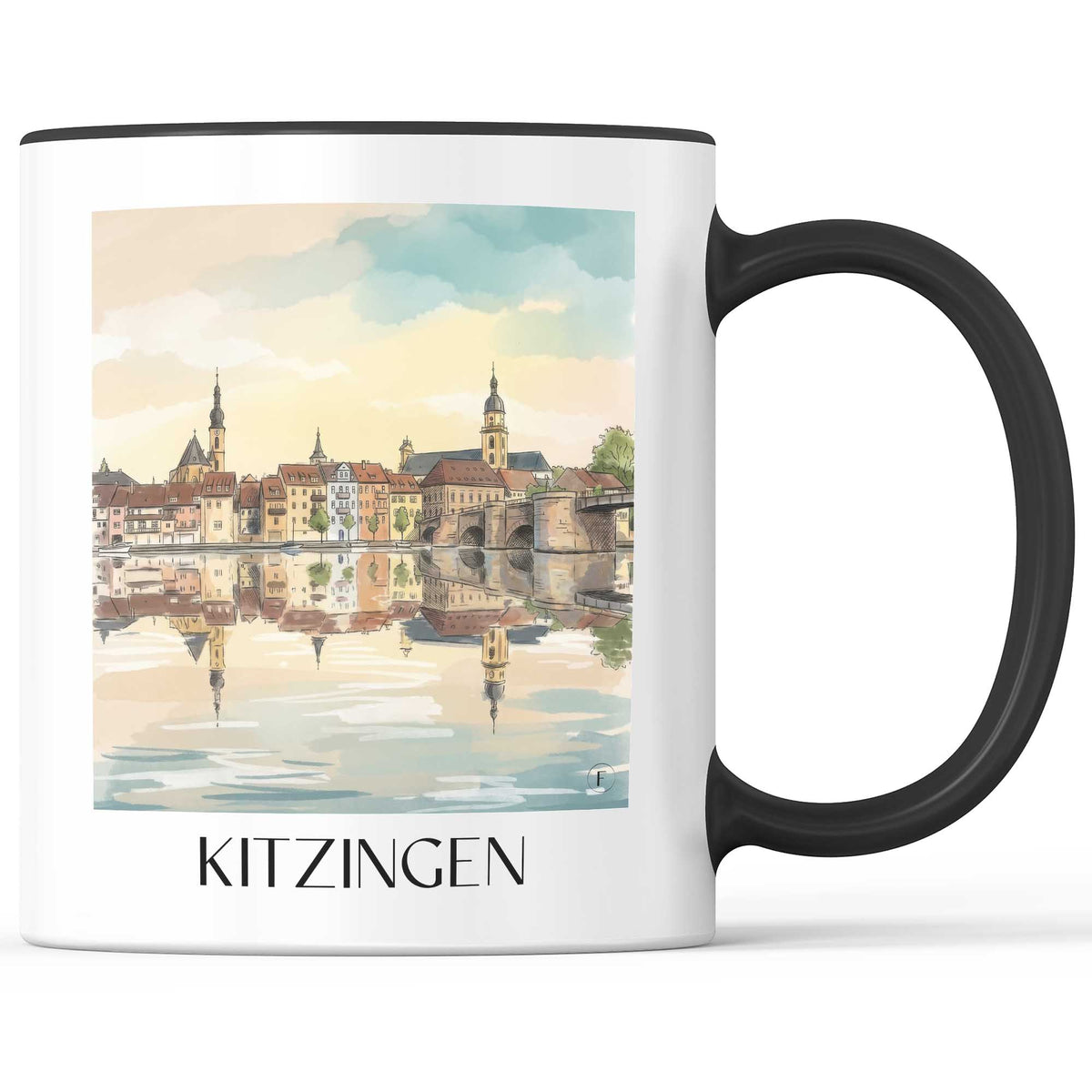 Kitzingen Kaffeebecher - Mainschleife - Deutschland Becher - Kaffeetasse im Aquarell Stil - favplace
