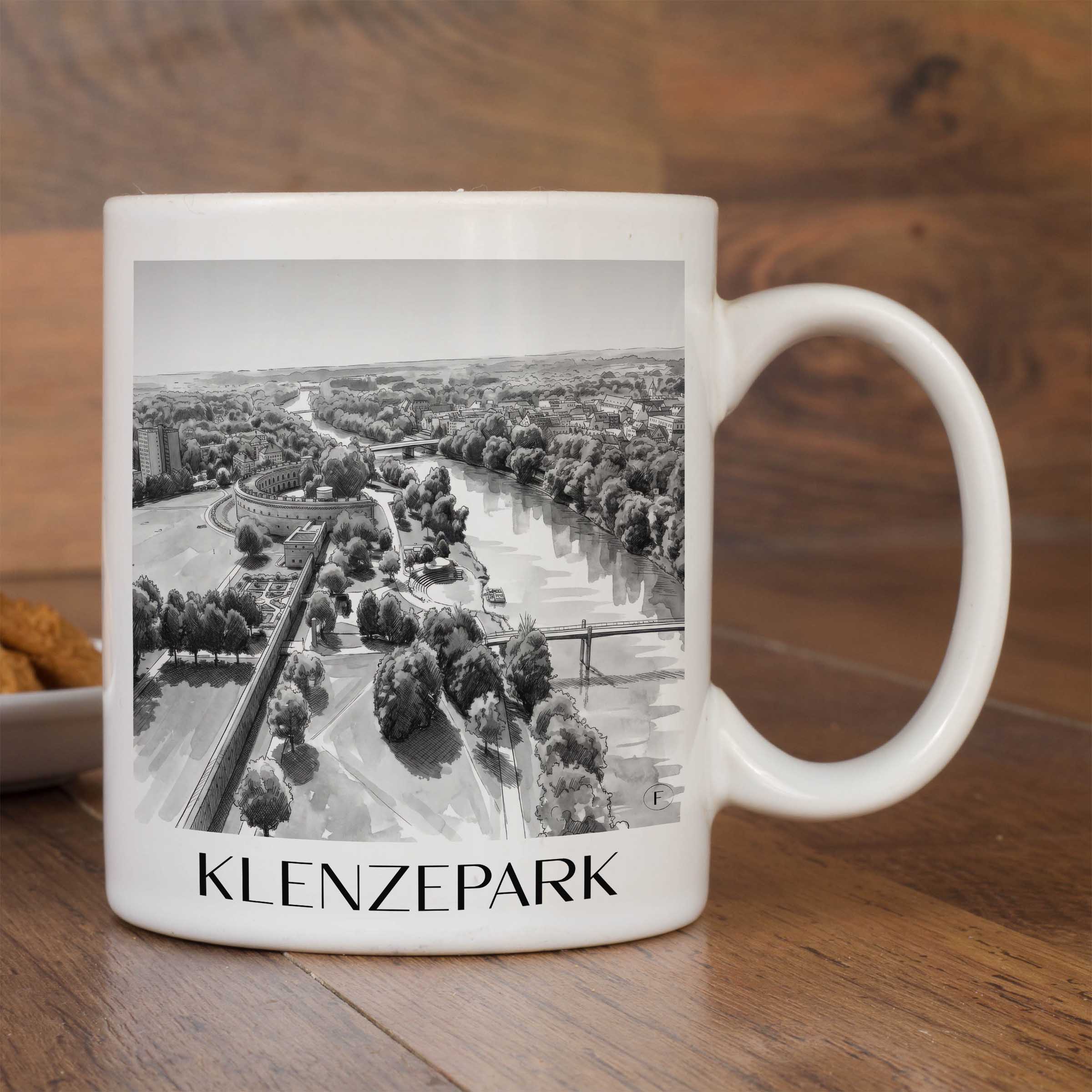 klenzepark-ingolstadt-deutschland-kaffeebecher-aquarell-schwarz-weiss