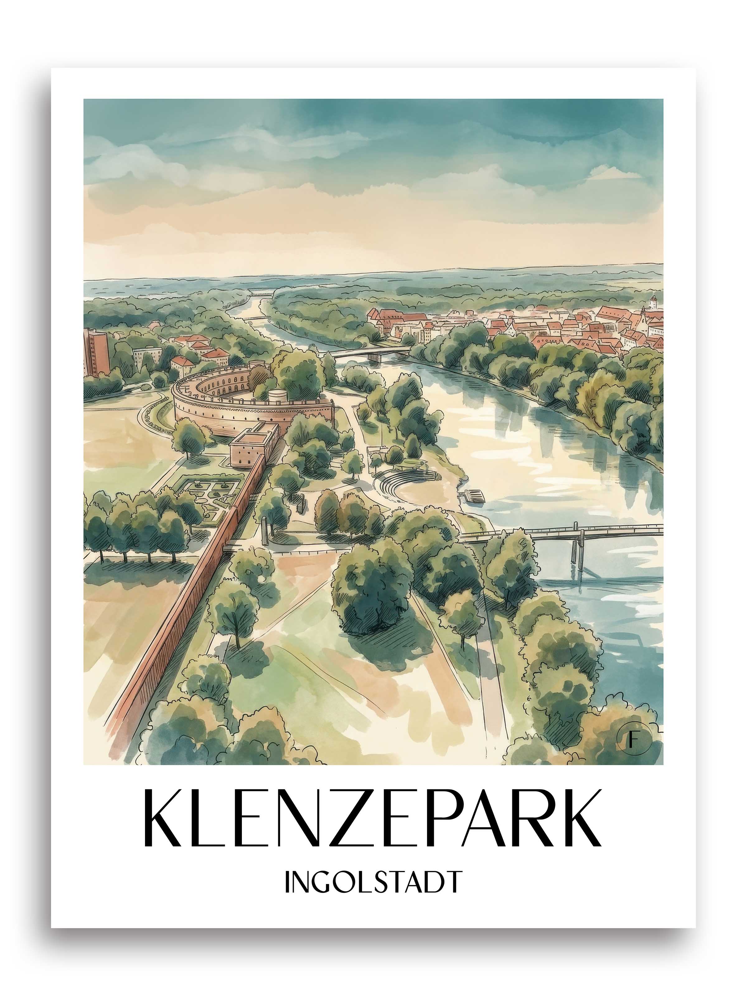 klenzepark-ingolstadt-deutschland-poster-aquarell