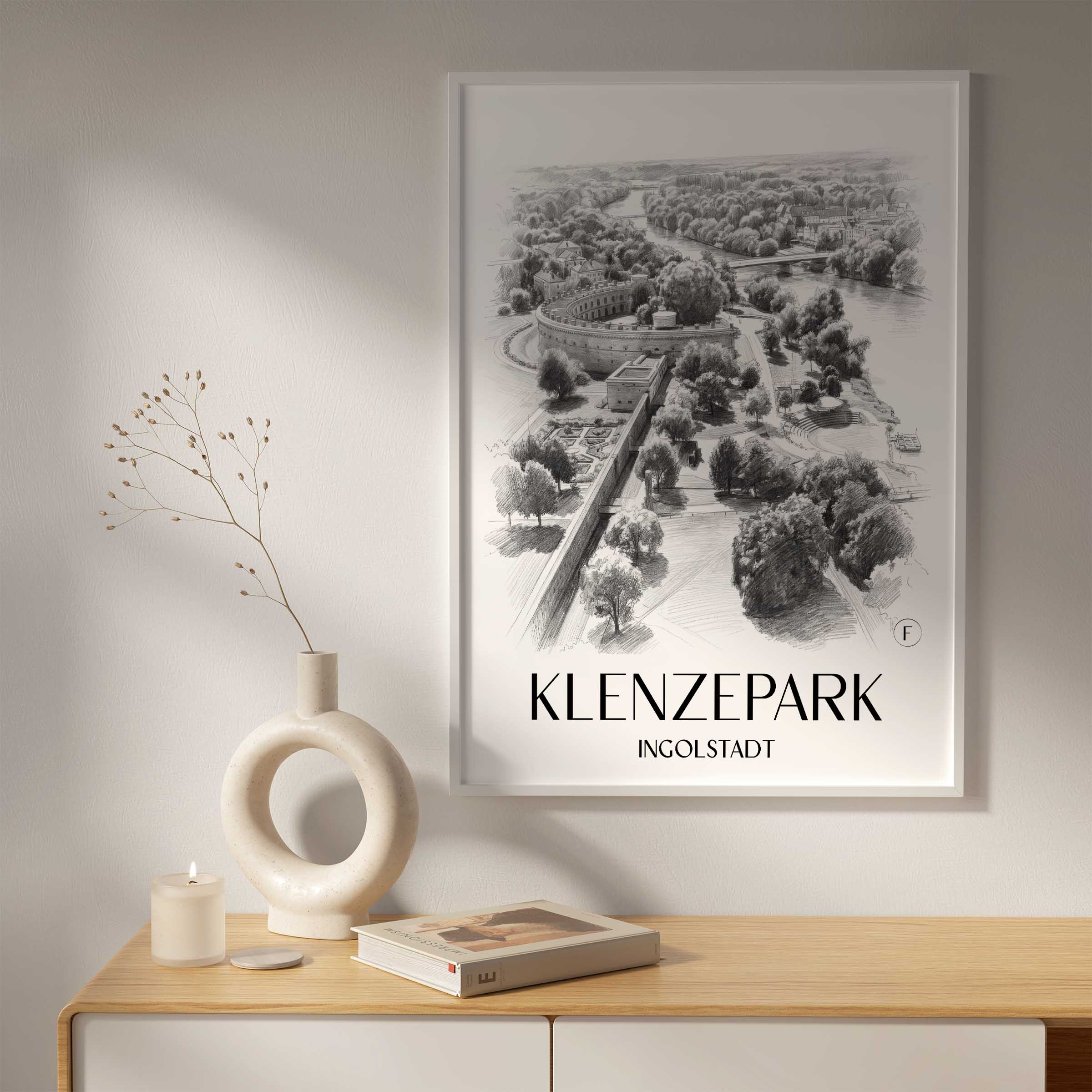 klenzepark-ingolstadt-deutschland-poster-bleistift-zeichnung-drawing