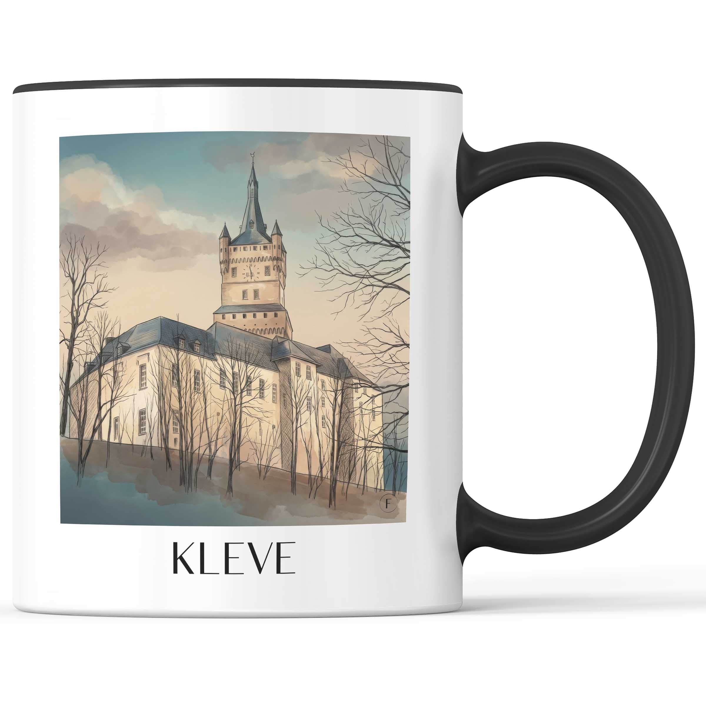 Kleve Kaffeebecher - Niederrhein - Deutschland Becher - Kaffeetasse im Aquarell Stil - favplace