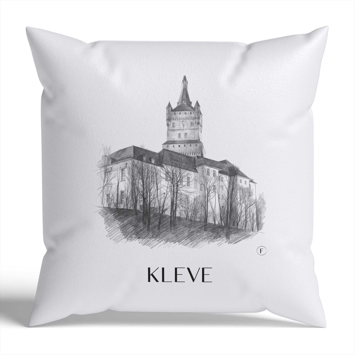 Kleve Kissenhülle - Zierkissen Bezug - Niederrhein - Deutschland Kissen bzw. Kissenbezug im Zeichnung Stil - favplace