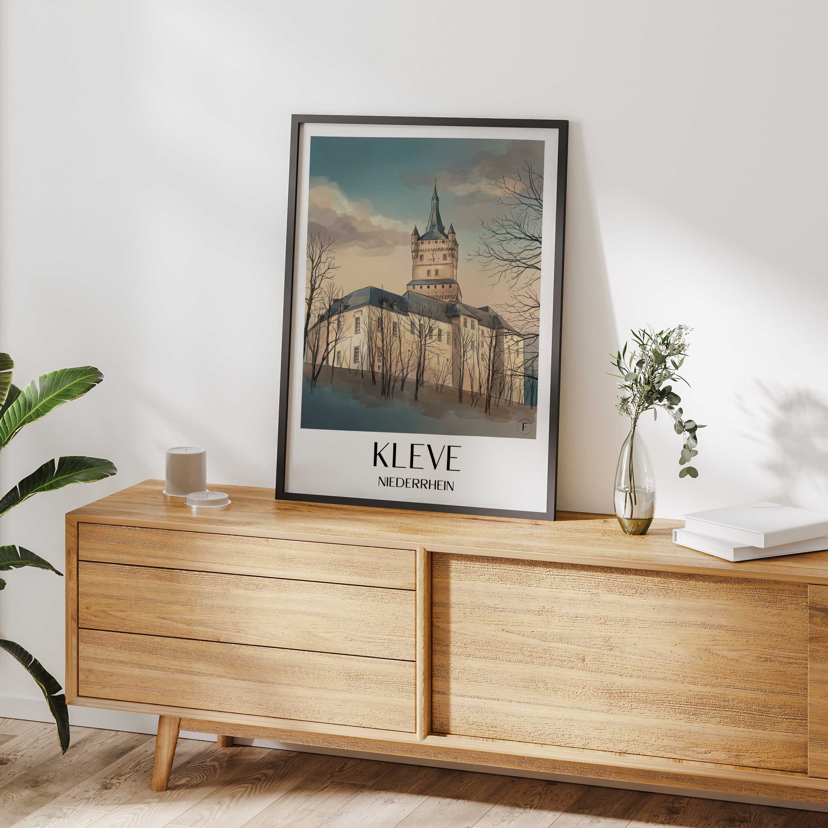 kleve-niederrhein-deutschland-poster-aquarell
