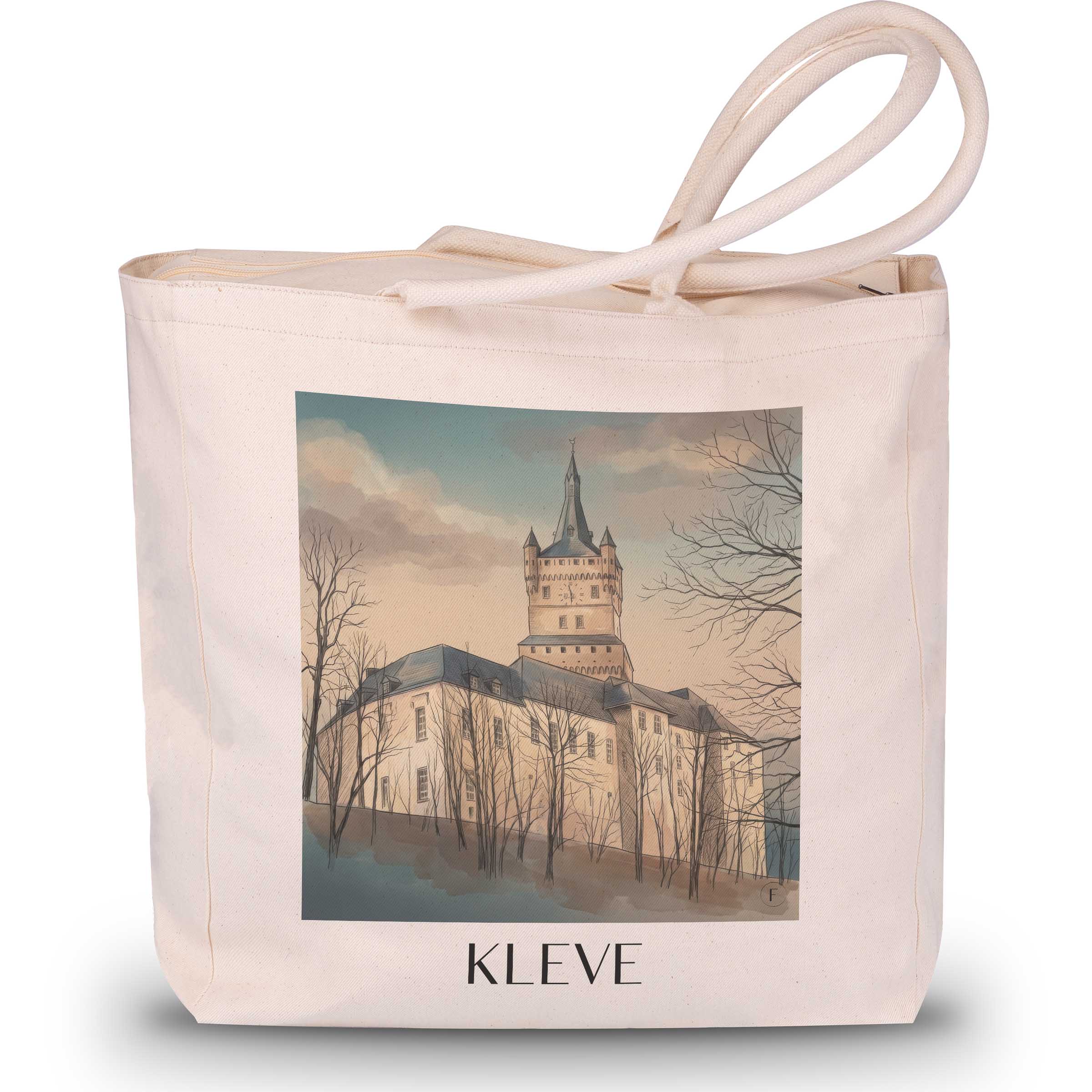 Kleve Shopping Tasche - Niederrhein - Deutschland Tote Bag - Einkaufstasche im Aquarell Stil - favplace