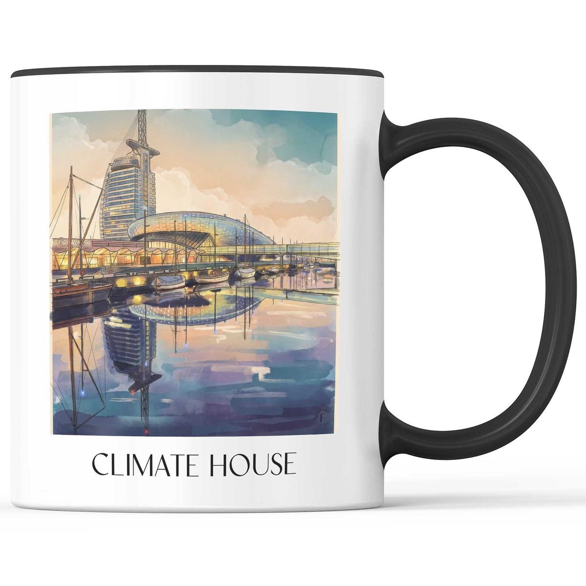 Klimahaus Kaffeebecher - Bremerhaven - Deutschland Becher - Kaffeetasse im Aquarell Stil - favplace