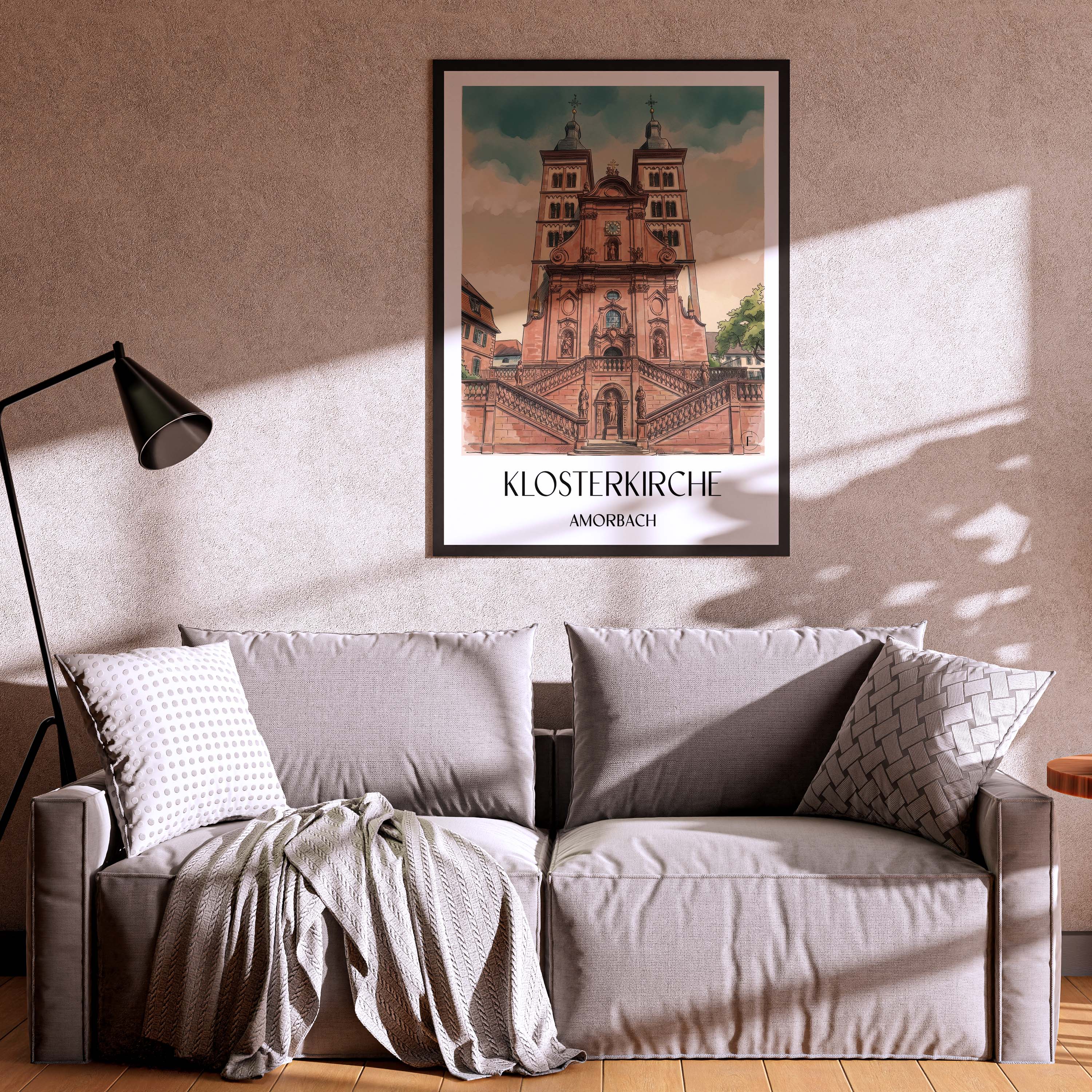 klosterkirche--amorbach-deutschland-poster-aquarell