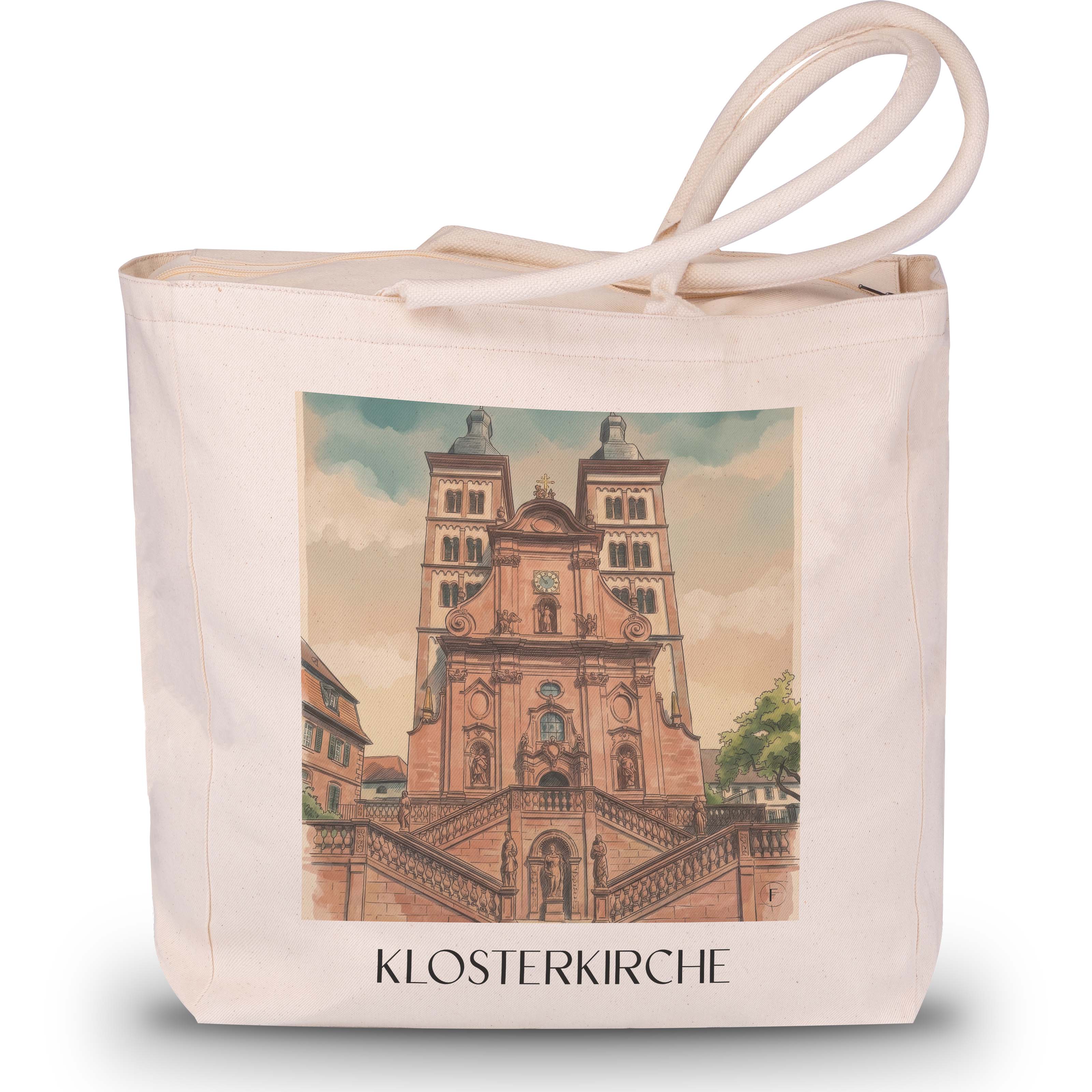 klosterkirche--amorbach-deutschland-einkaufstasche-aquarell