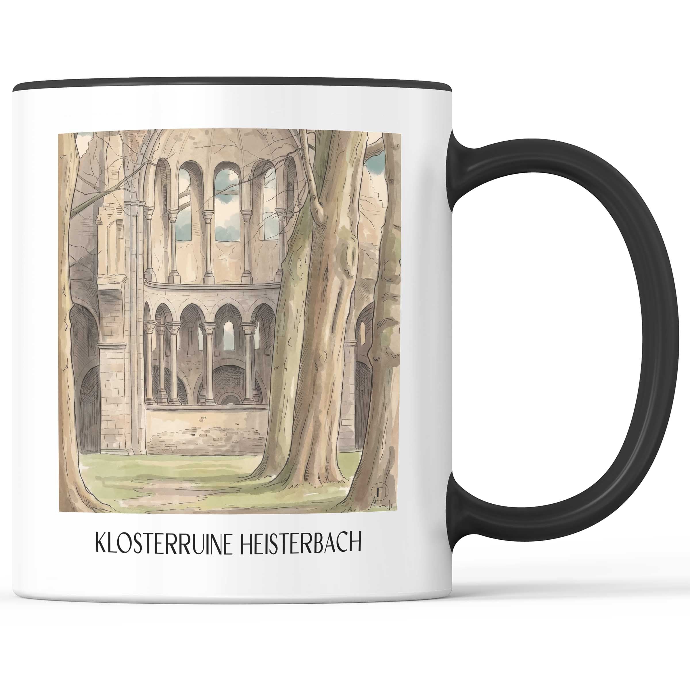 klosterruine-heisterbach-königswinter-deutschland-kaffeebecher-aquarell