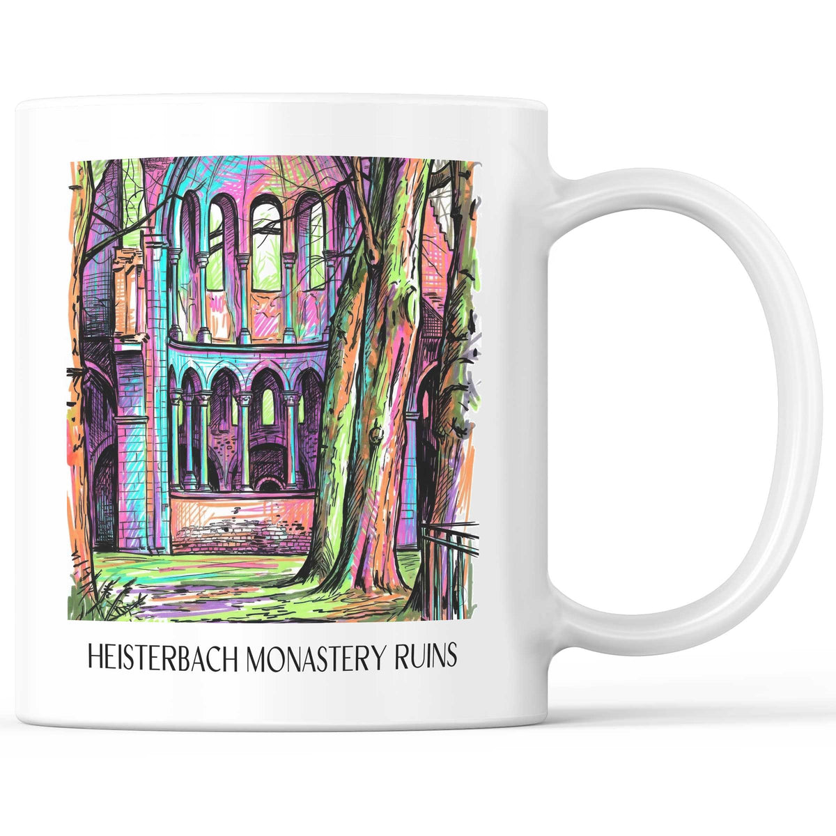 Klosterruine Heisterbach Kaffeebecher - Königswinter - Deutschland Becher - Kaffeetasse im Tag Graffiti Stil - favplace