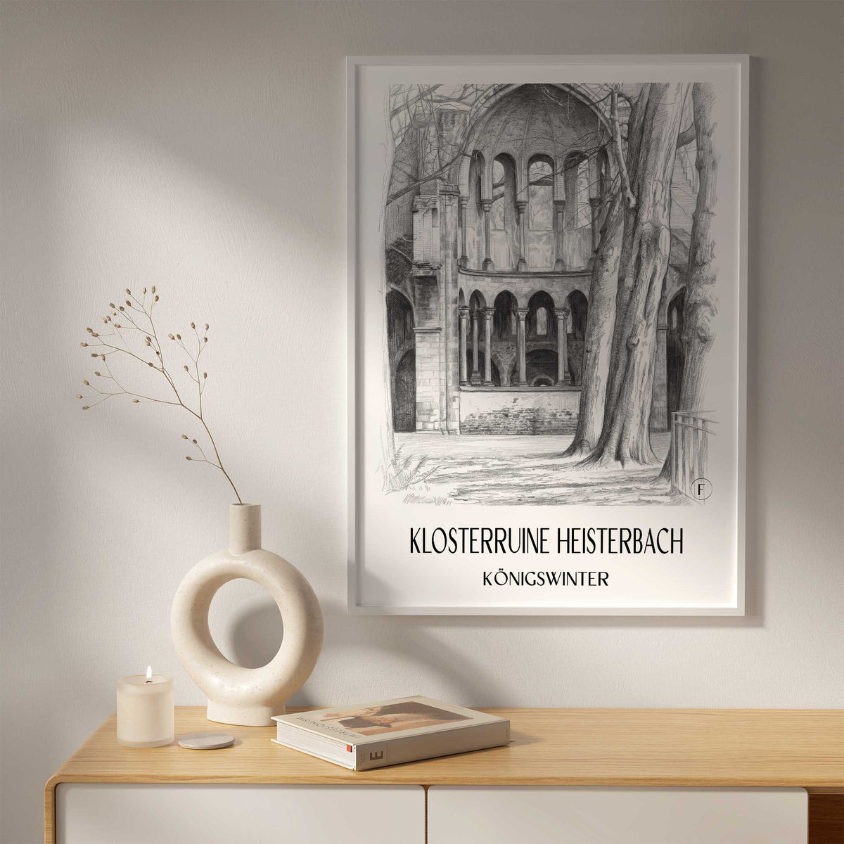 klosterruine-heisterbach-königswinter-deutschland-poster-bleistift-zeichnung-drawing
