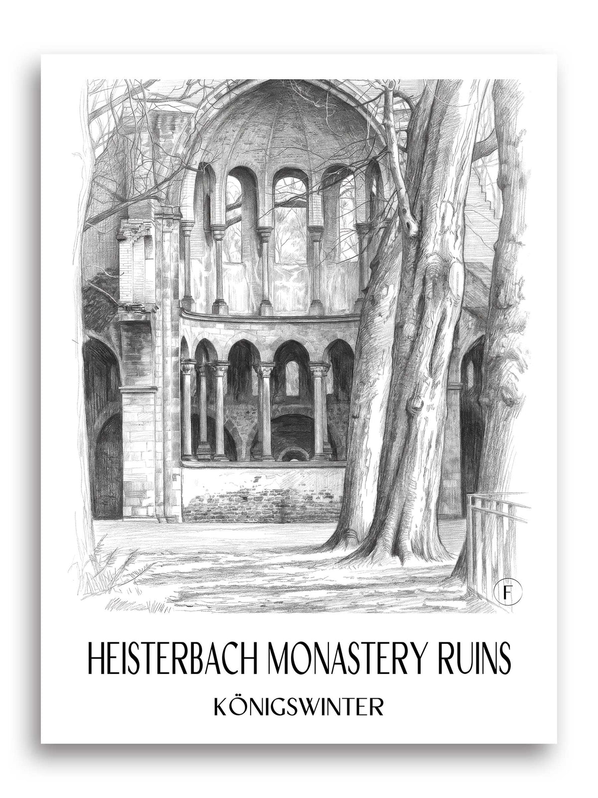 Klosterruine Heisterbach Poster - Königswinter - Deutschland Kunstdruck - Zeichnung von A4 bis A1 - favplace
