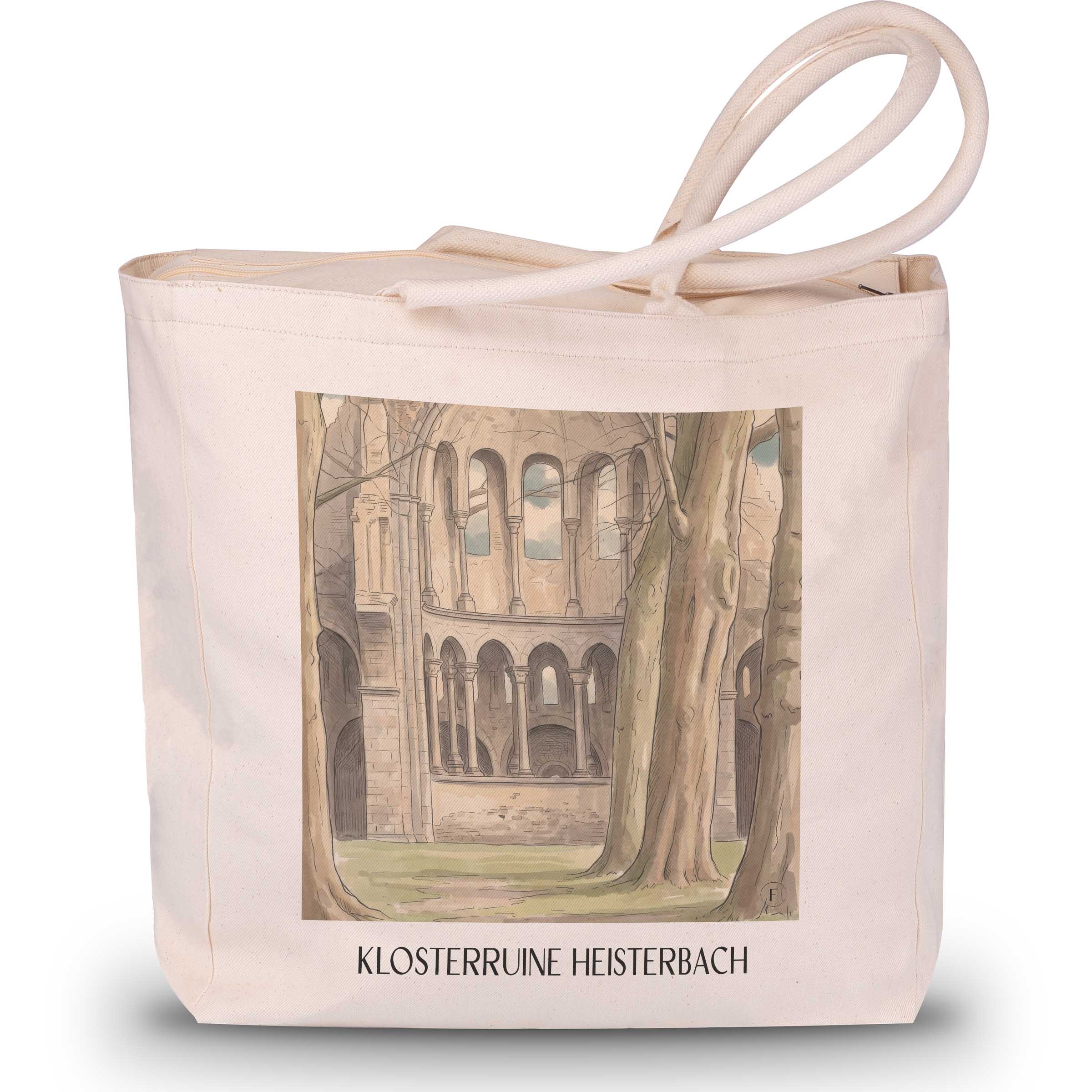 klosterruine-heisterbach-königswinter-deutschland-einkaufstasche-aquarell