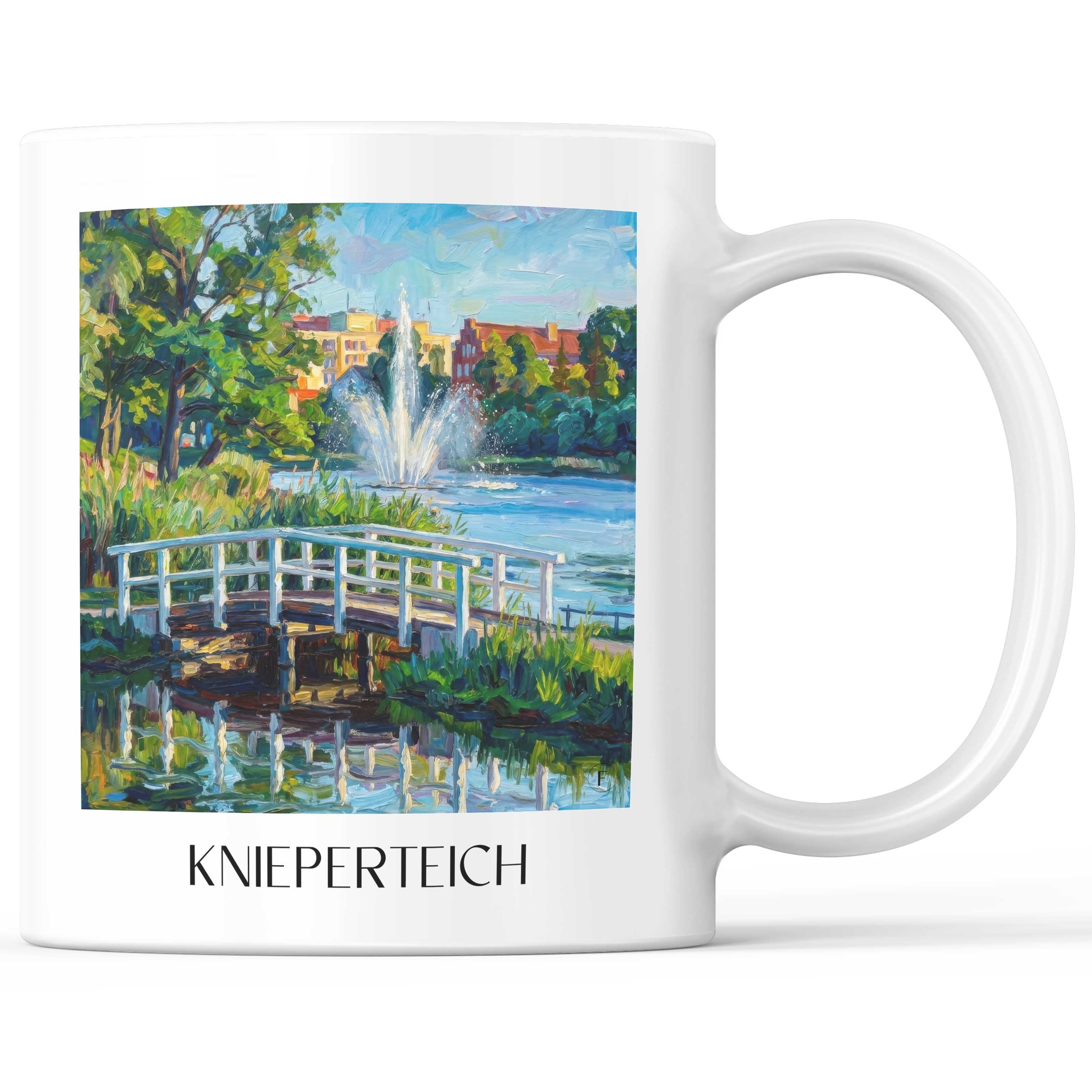 Knieperteich Kaffeebecher - Stralsund - Deutschland Becher - Kaffeetasse im Ölgemälde Stil - favplace