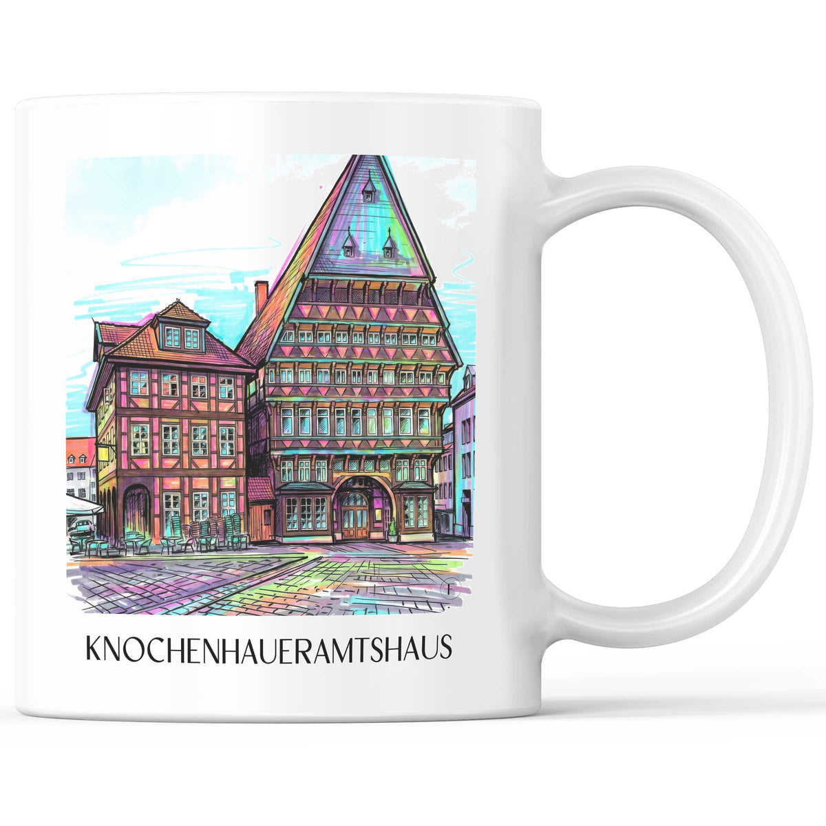 Knochenhaueramtshaus Kaffeebecher - Hildesheim - Deutschland Becher - Kaffeetasse im Tag Graffiti Stil - favplace
