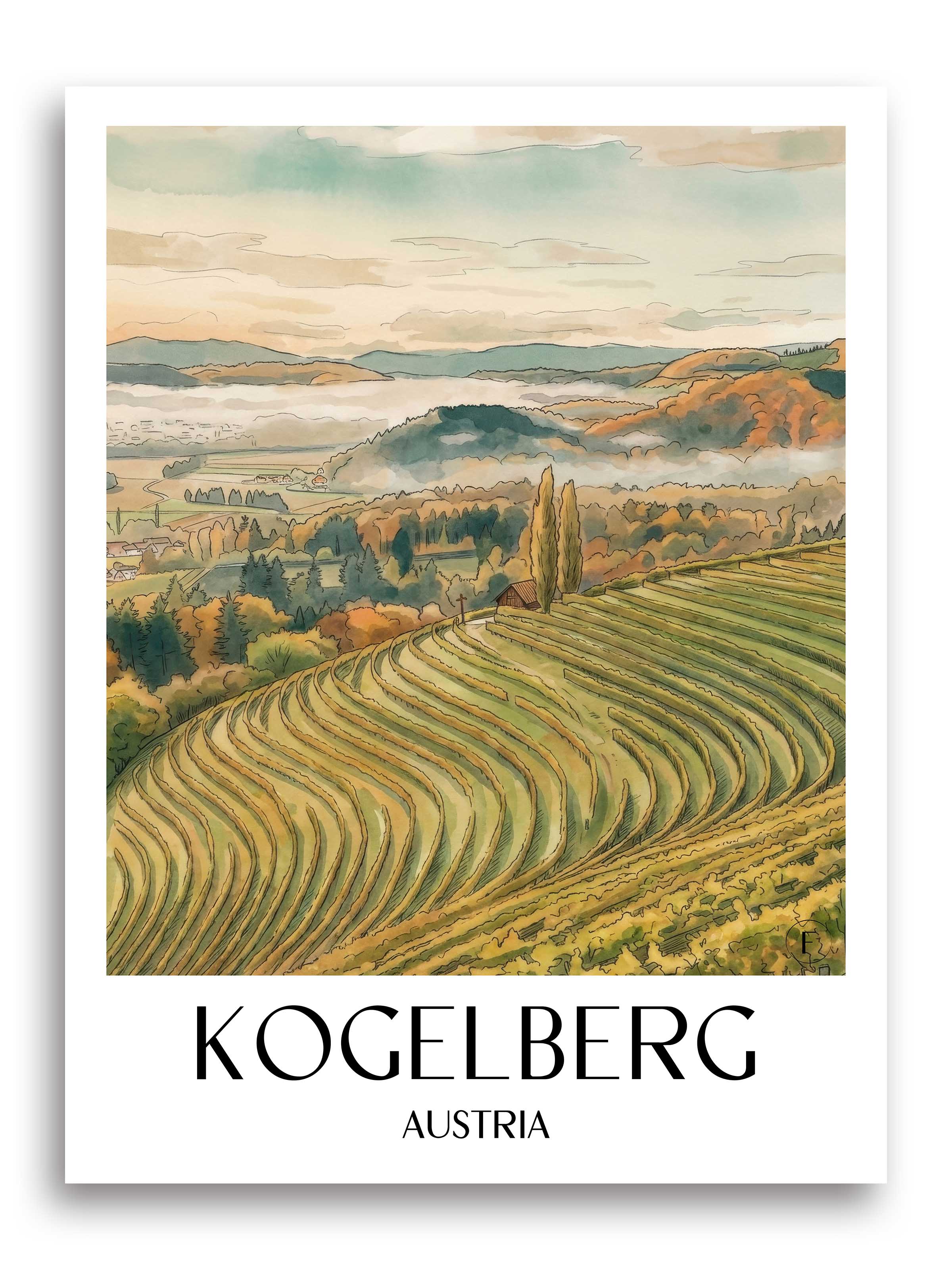 Kogelberg Poster - Steiermark - Österreich Kunstdruck - Aquarell von A4 bis A1 - favplace