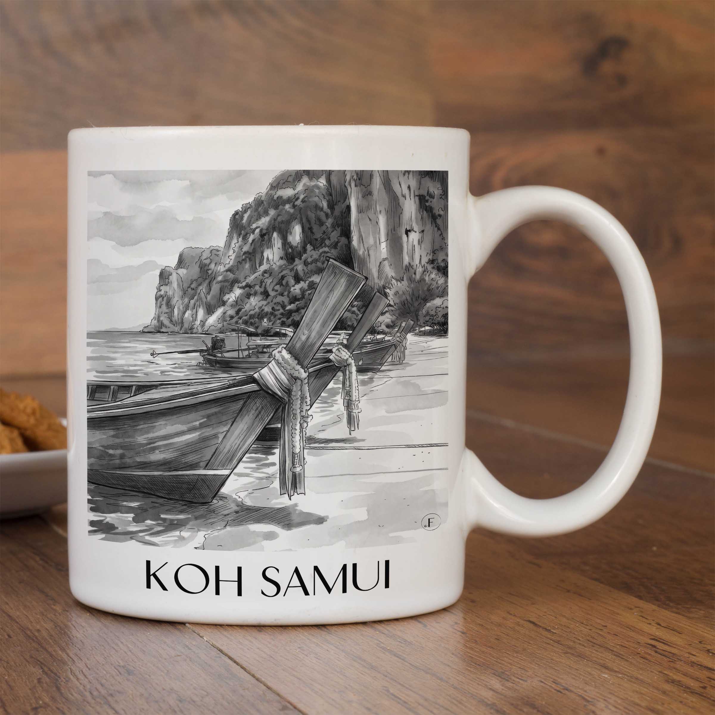 koh-samui-thailand-kaffeebecher-aquarell-schwarz-weiss