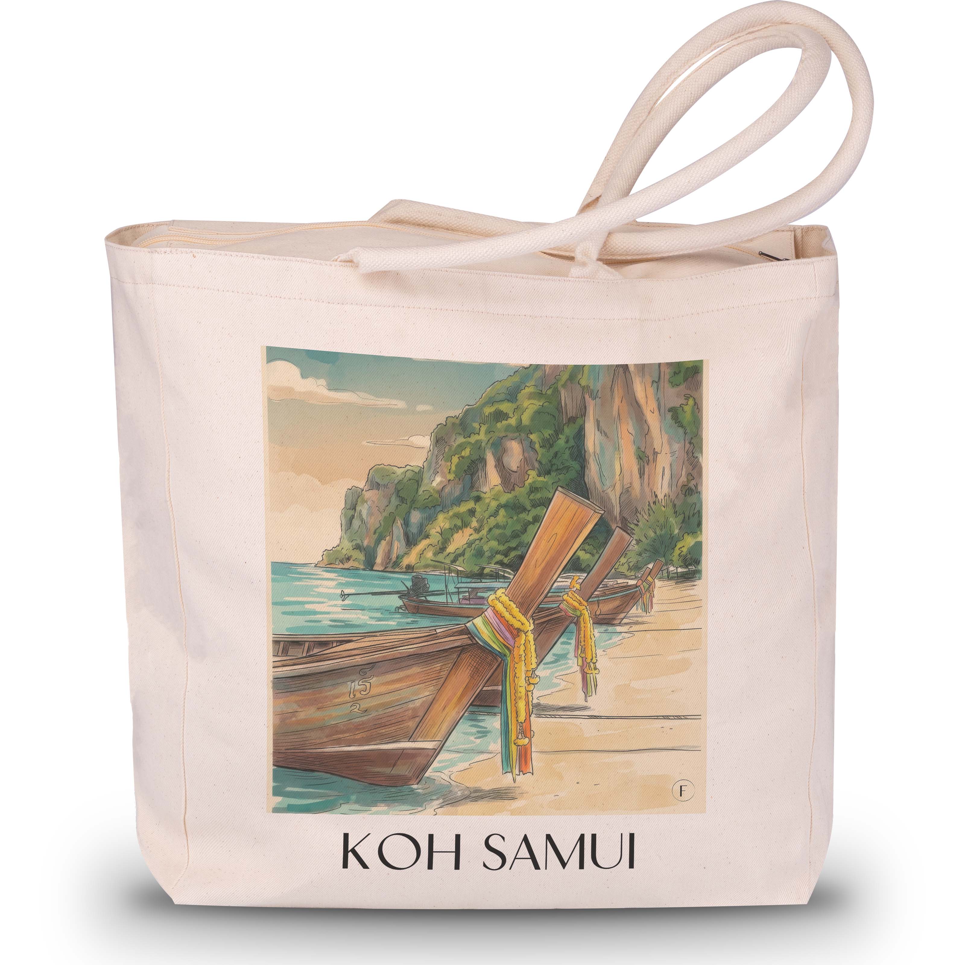 Koh Samui - Thailand Tote Bag - Einkaufstasche im Aquarell Stil - favplace