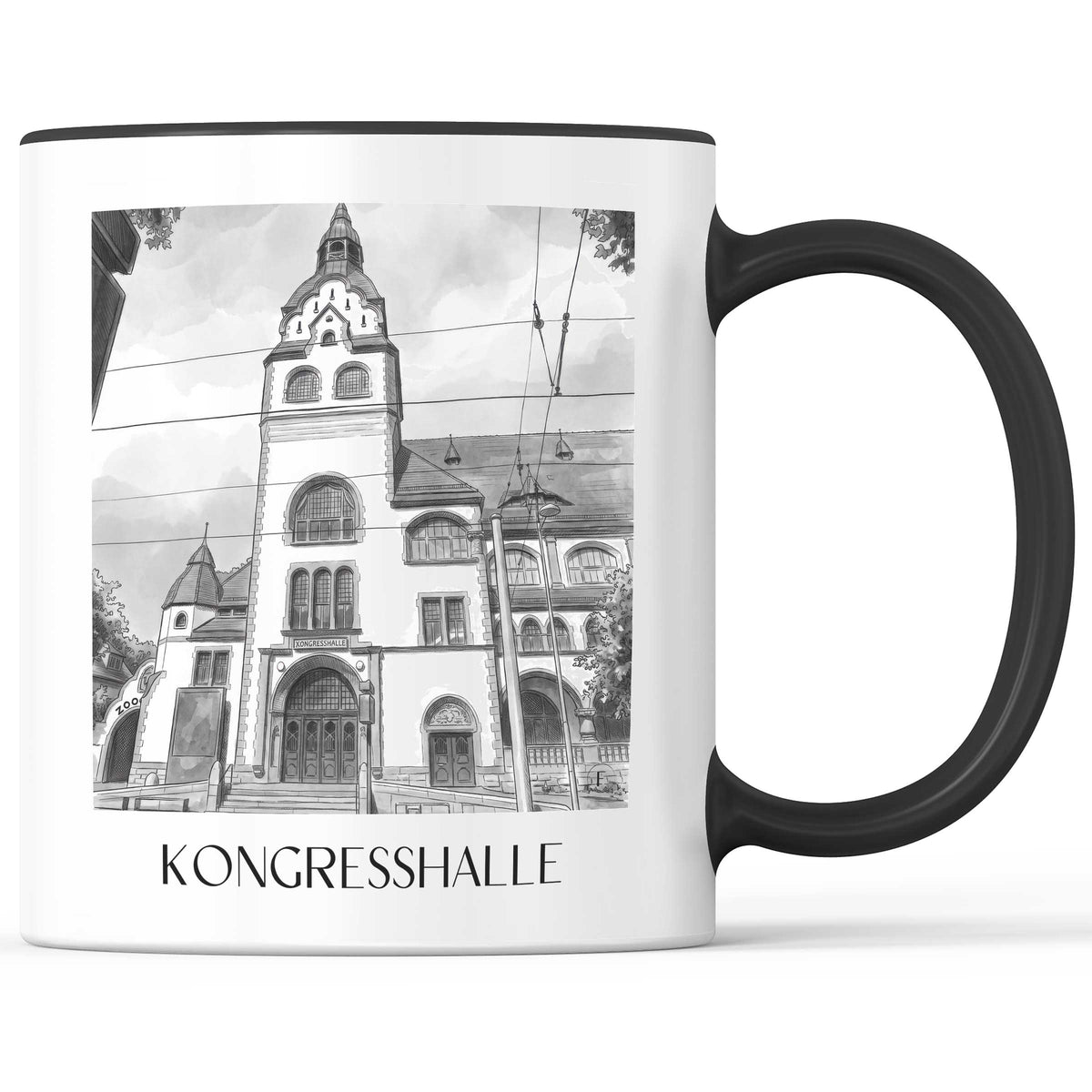 kongresshalle-leipzig-deutschland-kaffeebecher-aquarell-schwarz-weiss