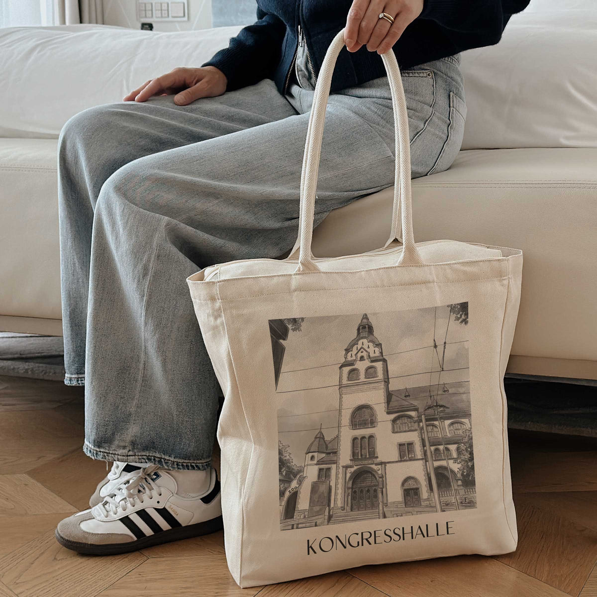 kongresshalle-leipzig-deutschland-einkaufstasche-aquarell-schwarz-weiss