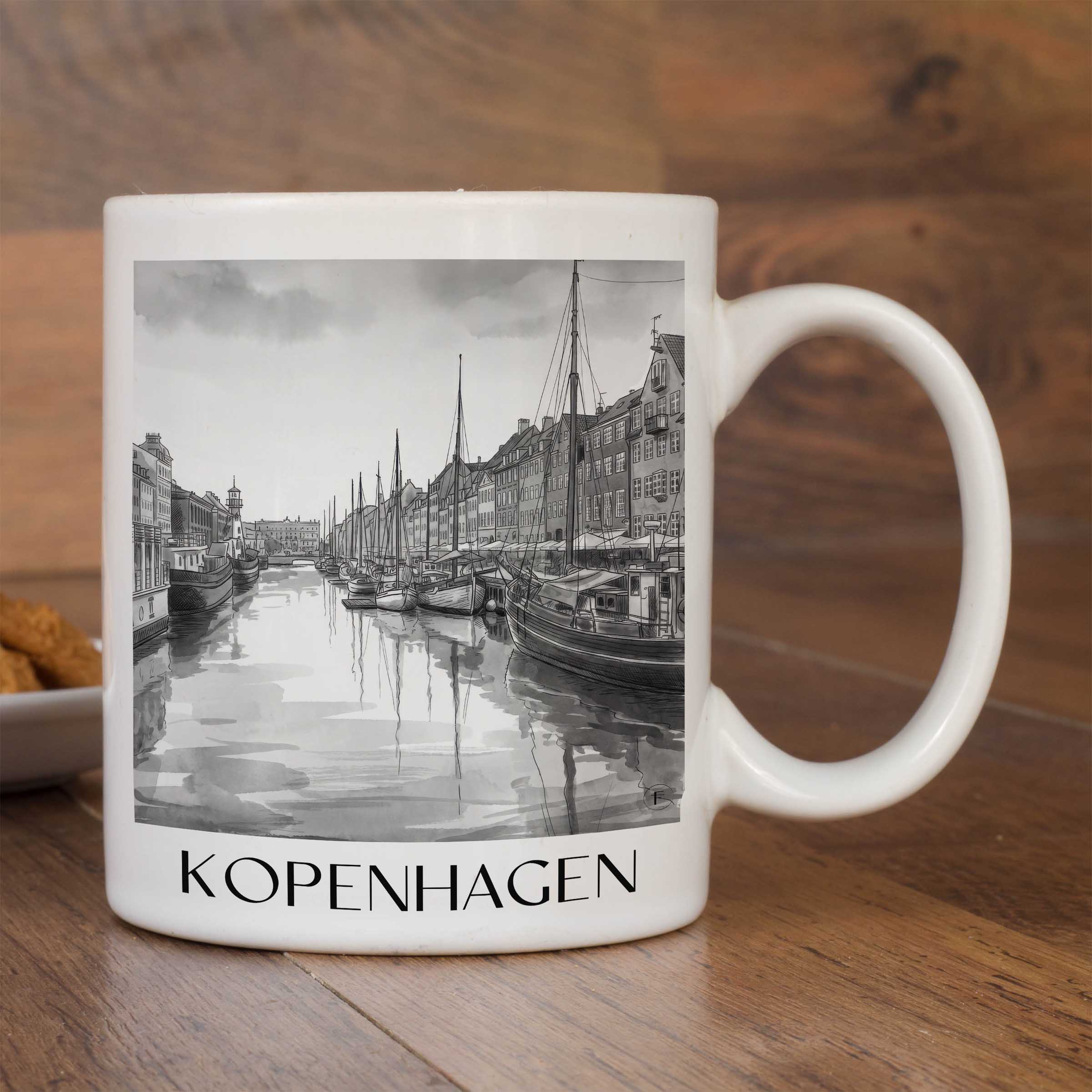 kopenhagen-dänemark-kaffeebecher-aquarell-schwarz-weiss
