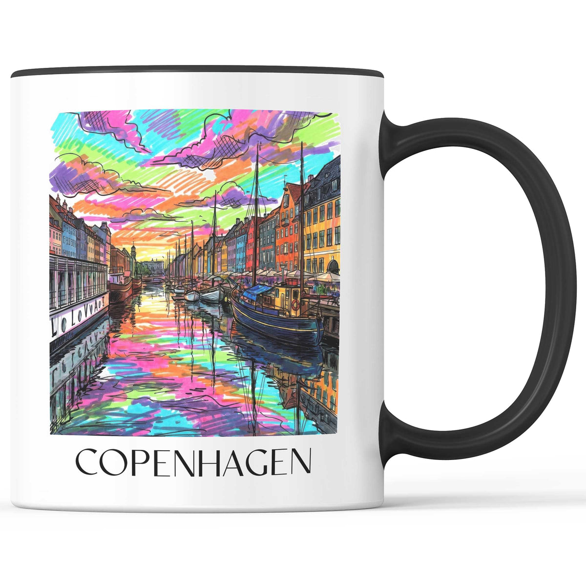 Kopenhagen - Dänemark Becher - Kaffeetasse im Tag Graffiti Stil - favplace