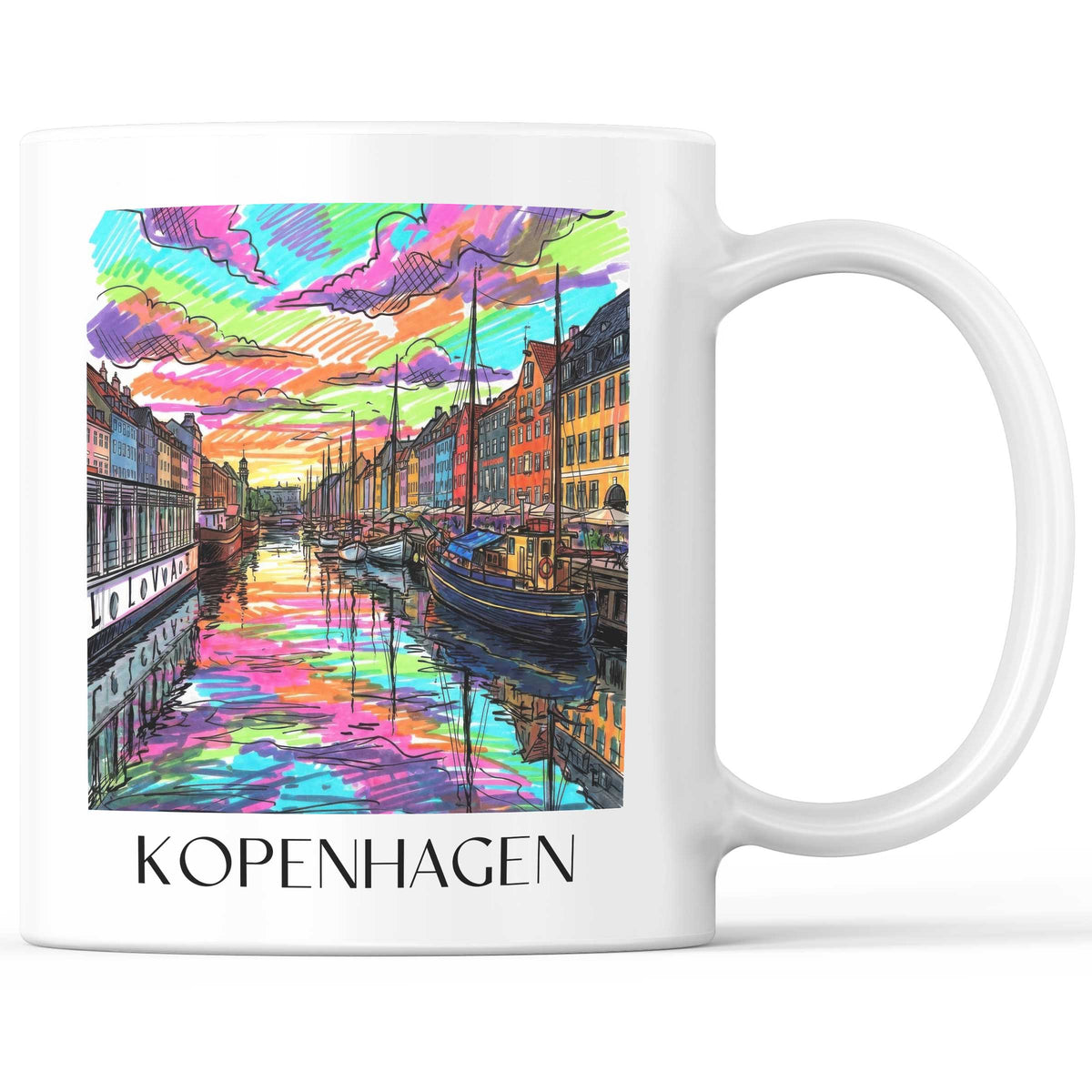 Kopenhagen - Dänemark Becher - Kaffeetasse im Tag Graffiti Stil - favplace