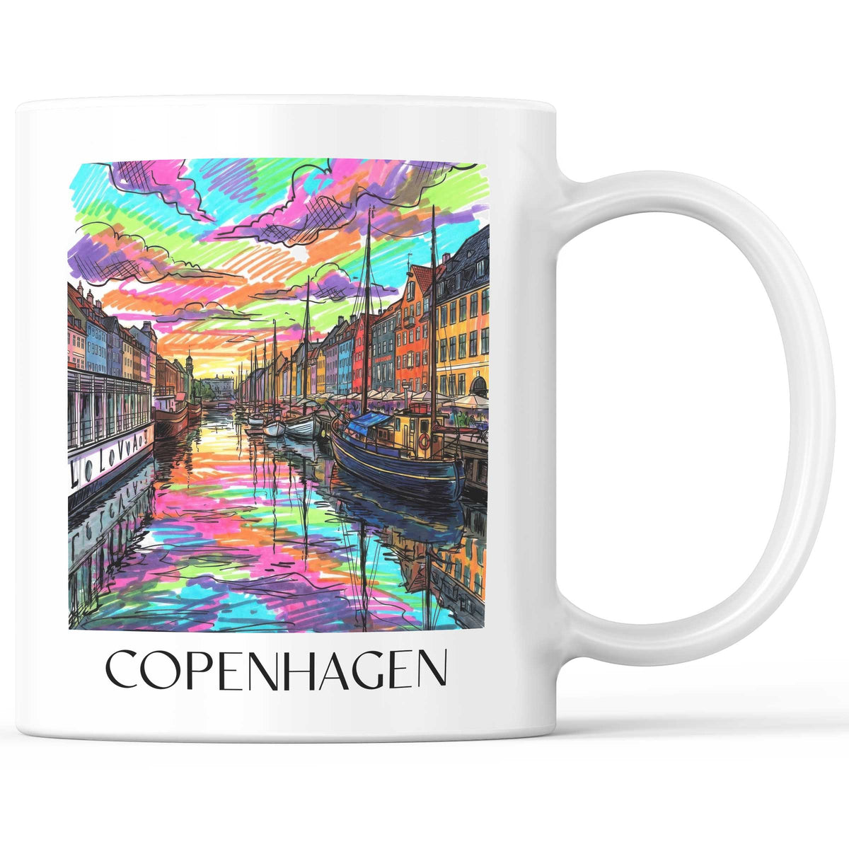 Kopenhagen - Dänemark Becher - Kaffeetasse im Tag Graffiti Stil - favplace