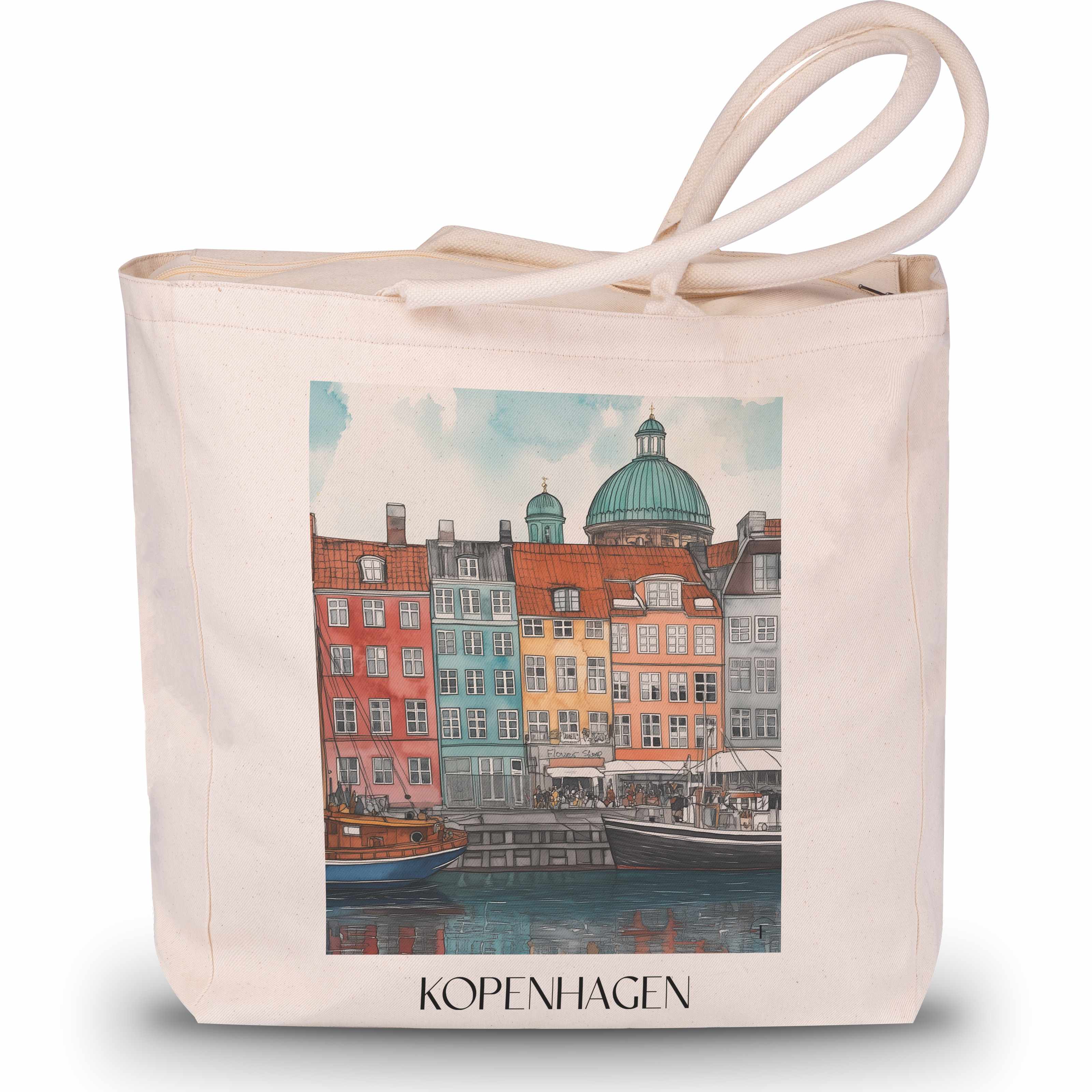kopenhagen-dänemark-einkaufstasche-aquarell