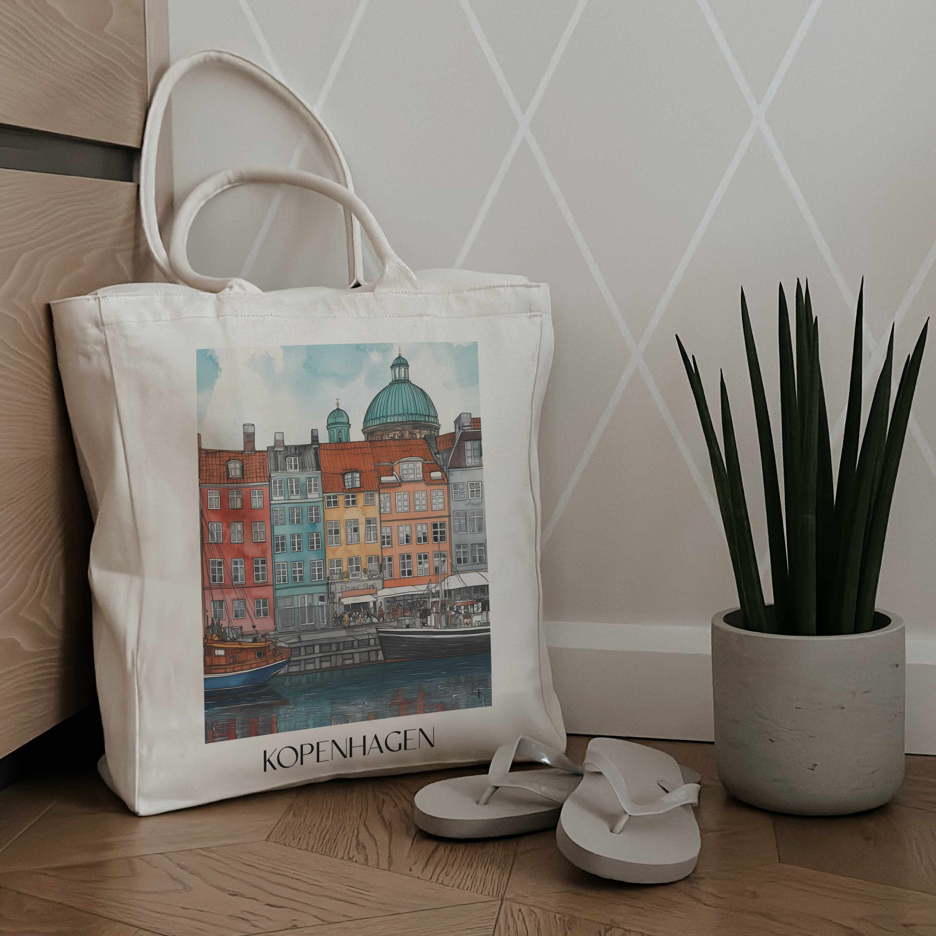 kopenhagen-dänemark-einkaufstasche-aquarell