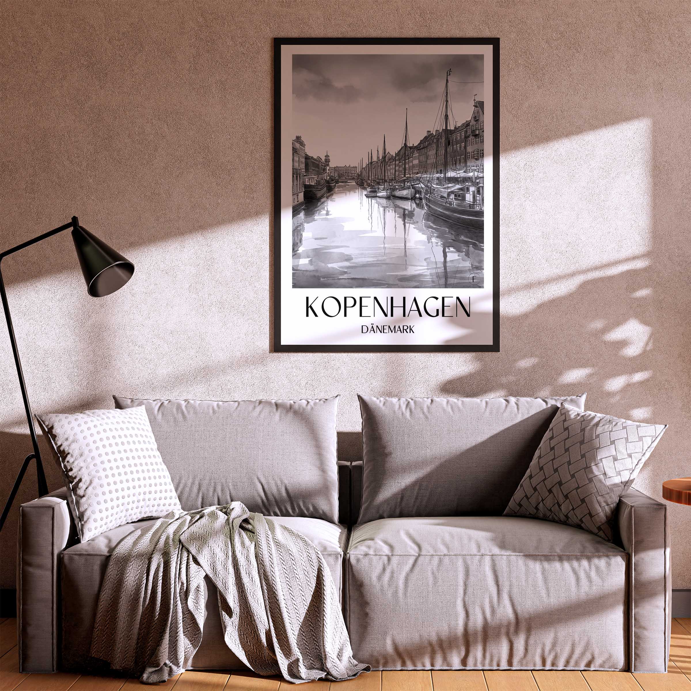 kopenhagen-dänemark-poster-aquarell-schwarz-weiss