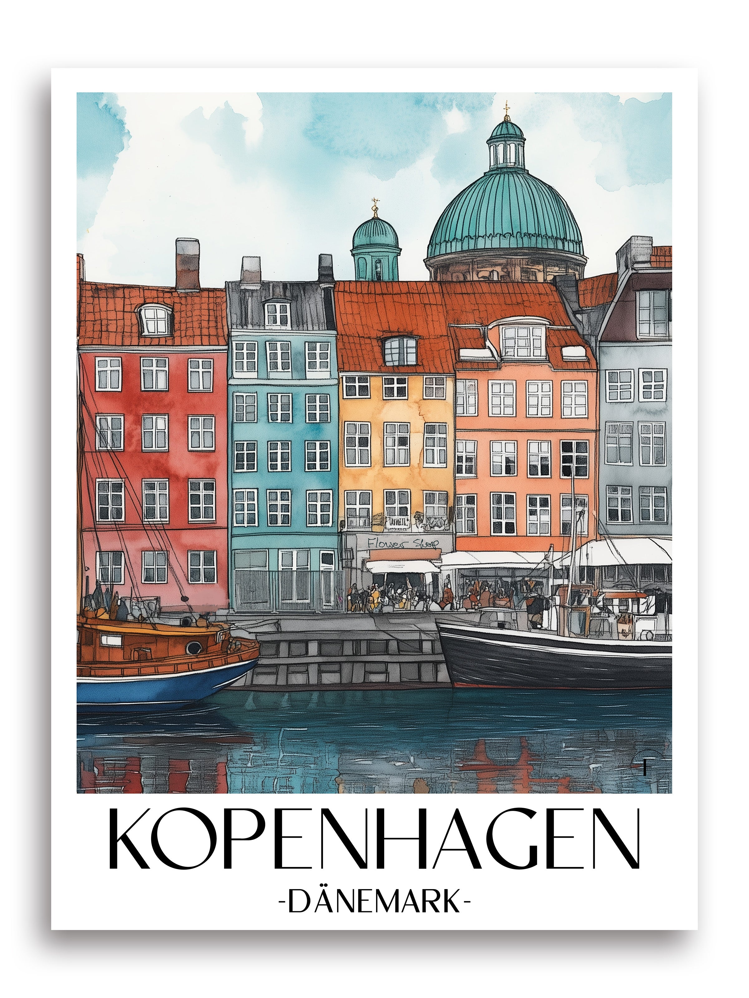 kopenhagen-dänemark-poster-aquarell