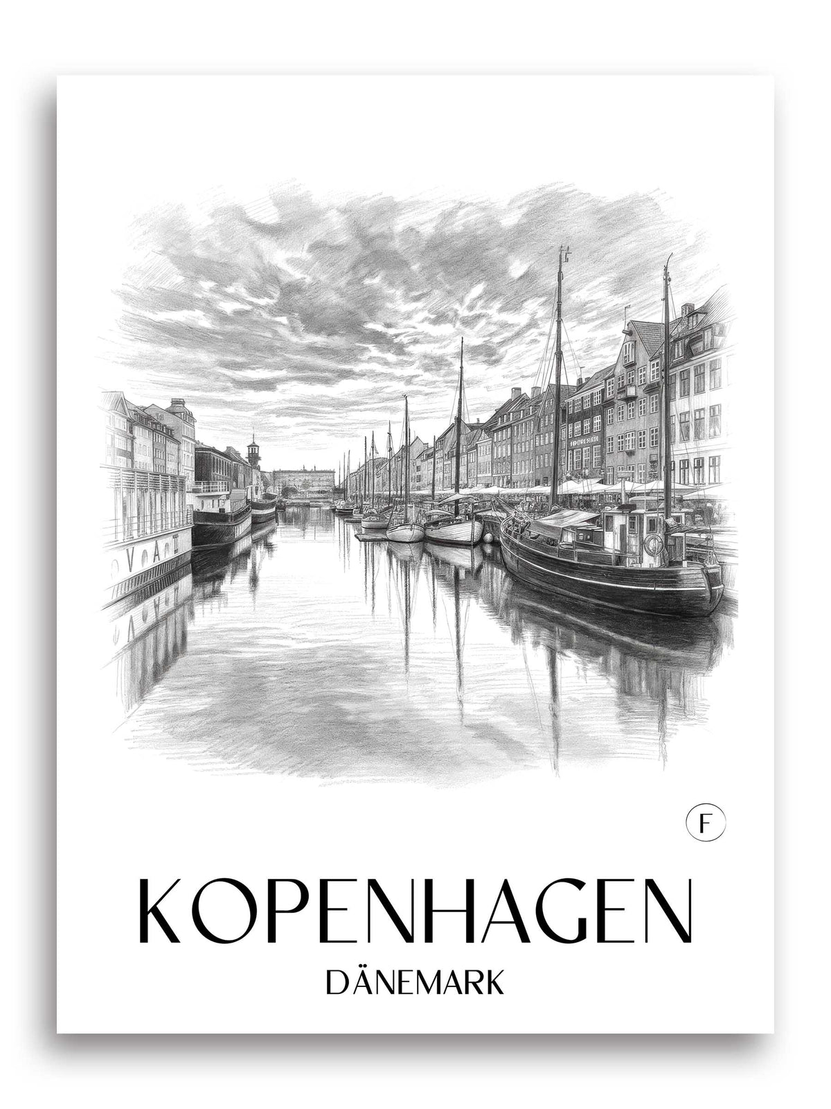 kopenhagen-dänemark-poster-bleistift-zeichnung-drawing