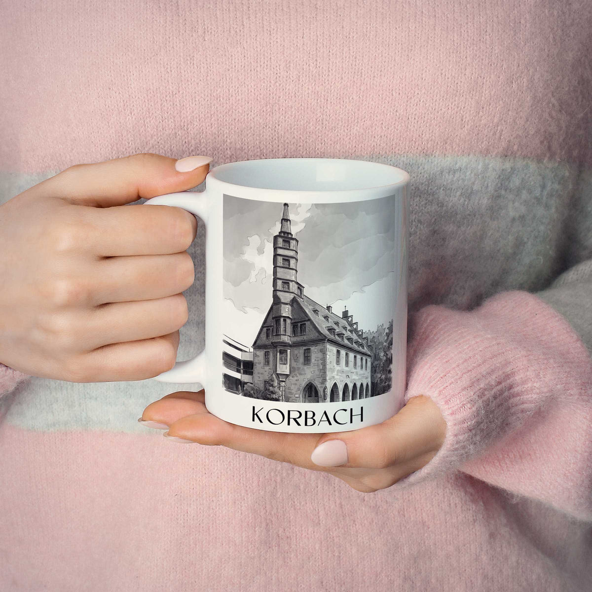 korbach-hessen-deutschland-kaffeebecher-aquarell-schwarz-weiss