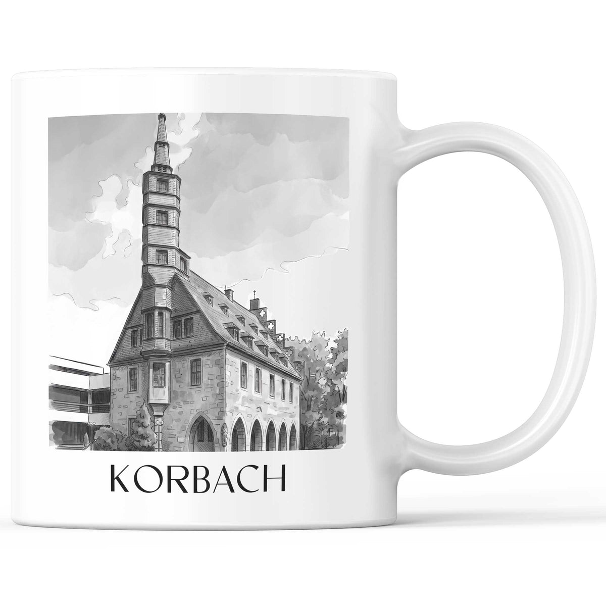 korbach-hessen-deutschland-kaffeebecher-aquarell-schwarz-weiss