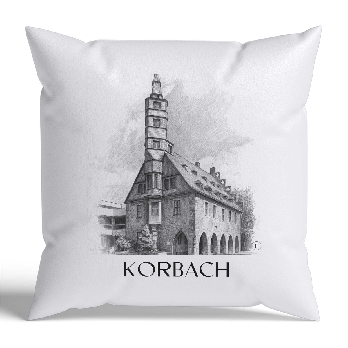 Korbach Kissenhülle - Zierkissen Bezug - Hessen - Deutschland Kissen bzw. Kissenbezug im Zeichnung Stil - favplace