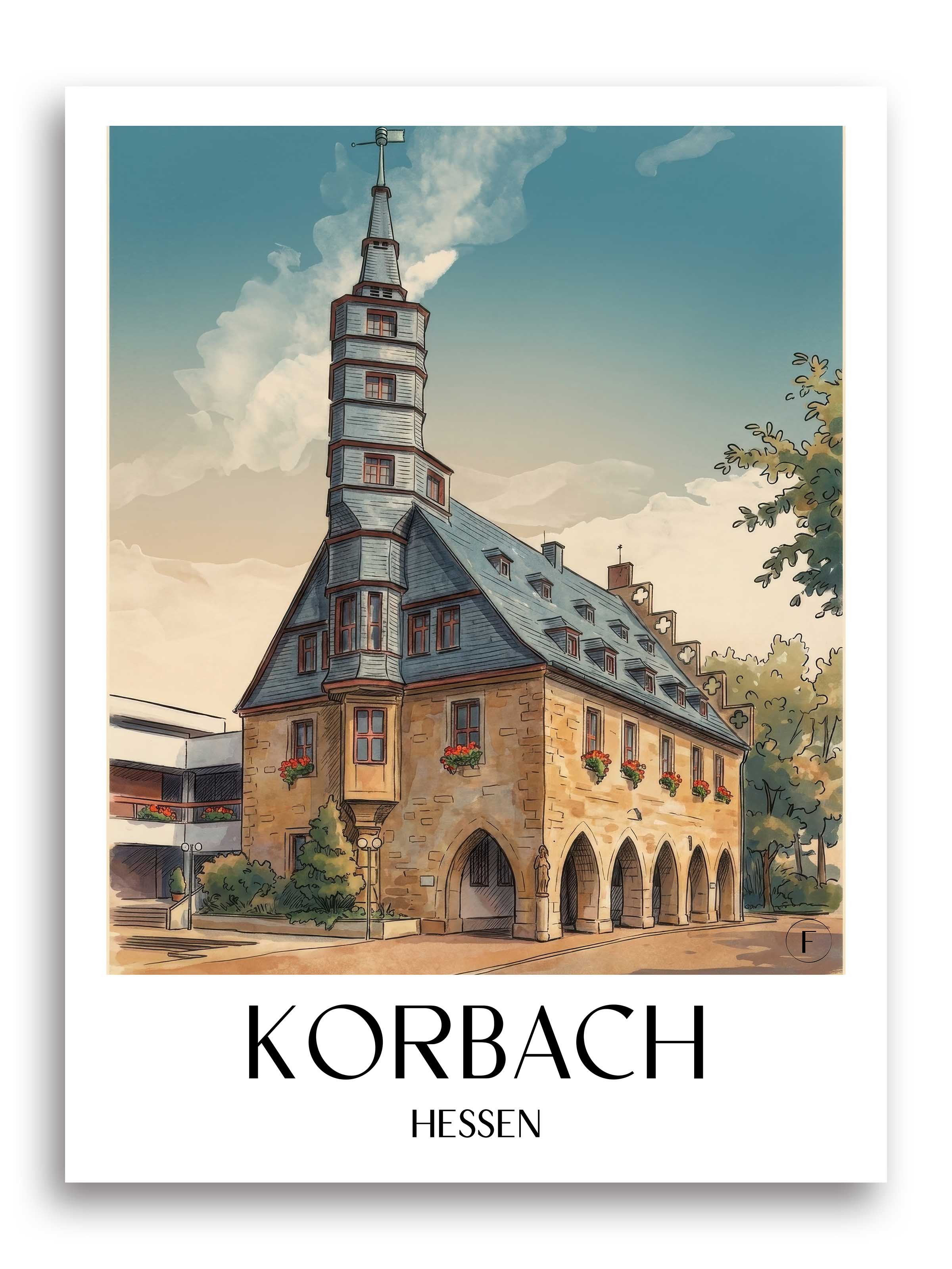 korbach-hessen-deutschland-poster-aquarell