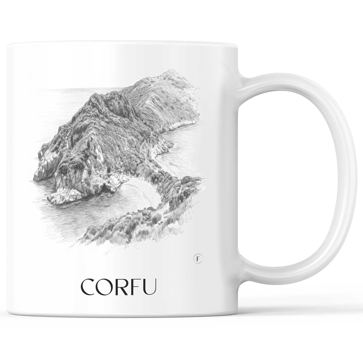 Korfu - Griechenland Becher - Kaffeetasse im Zeichnung Stil - favplace