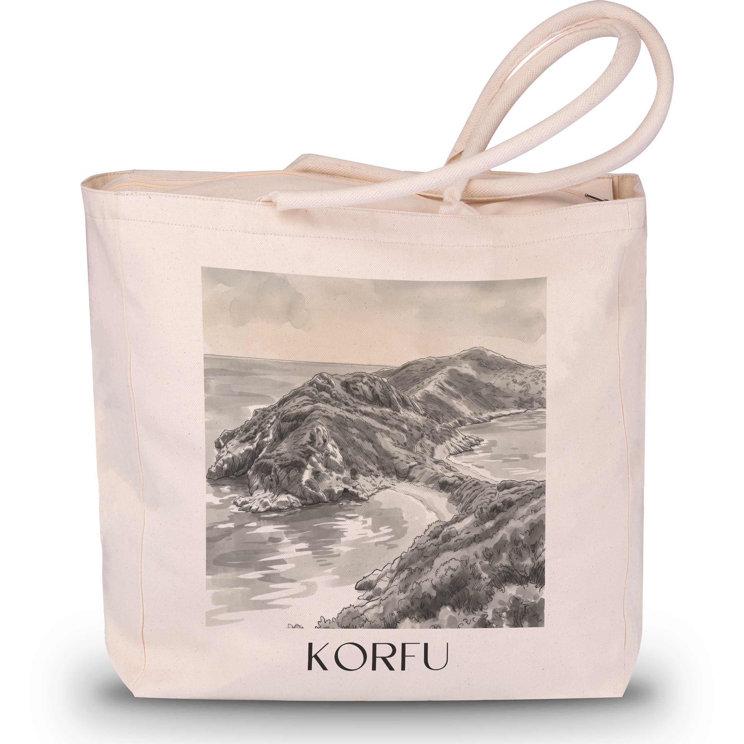 korfu-griechenland-einkaufstasche-aquarell-schwarz-weiss