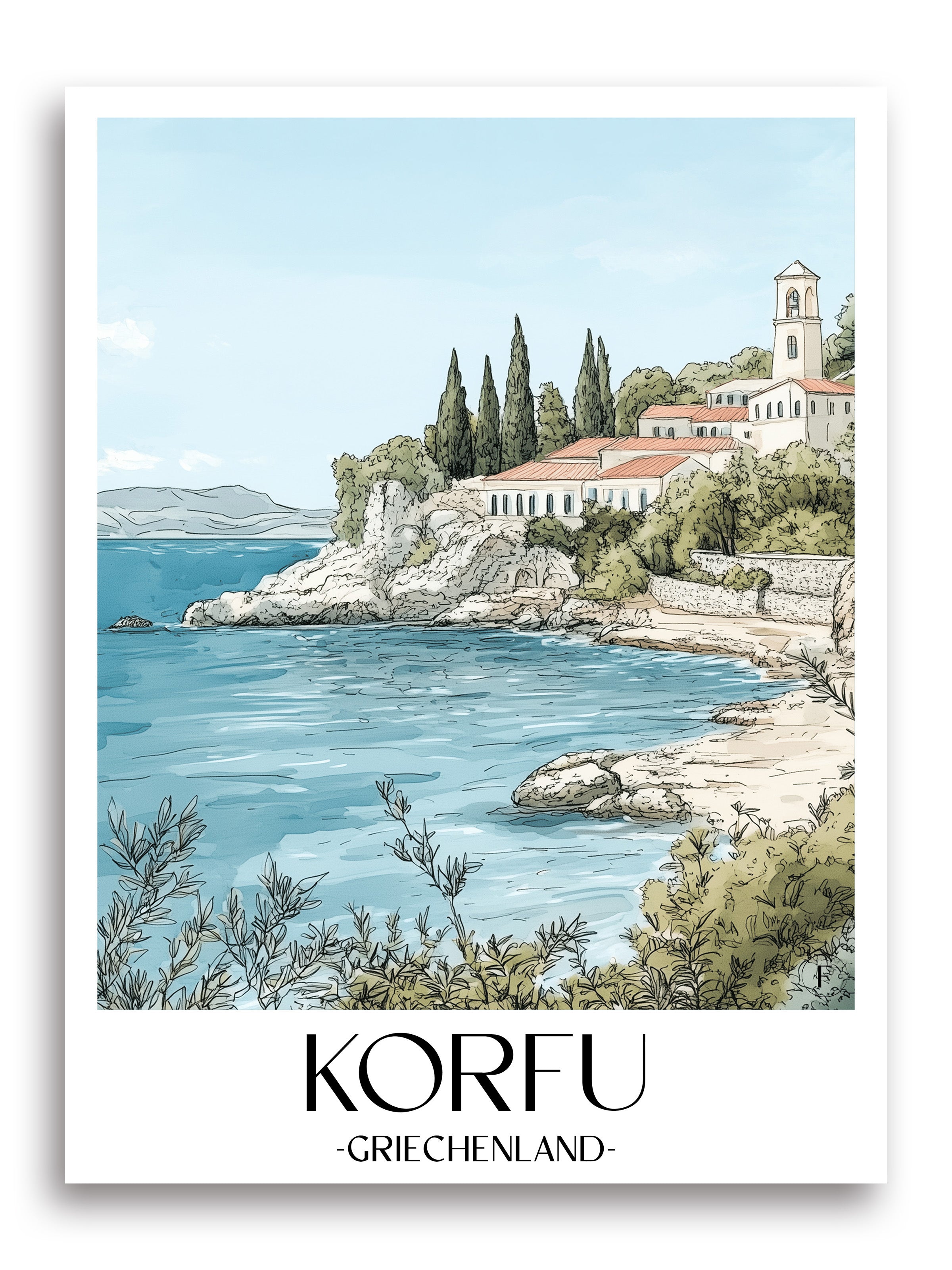 korfu-griechenland-poster-aquarell